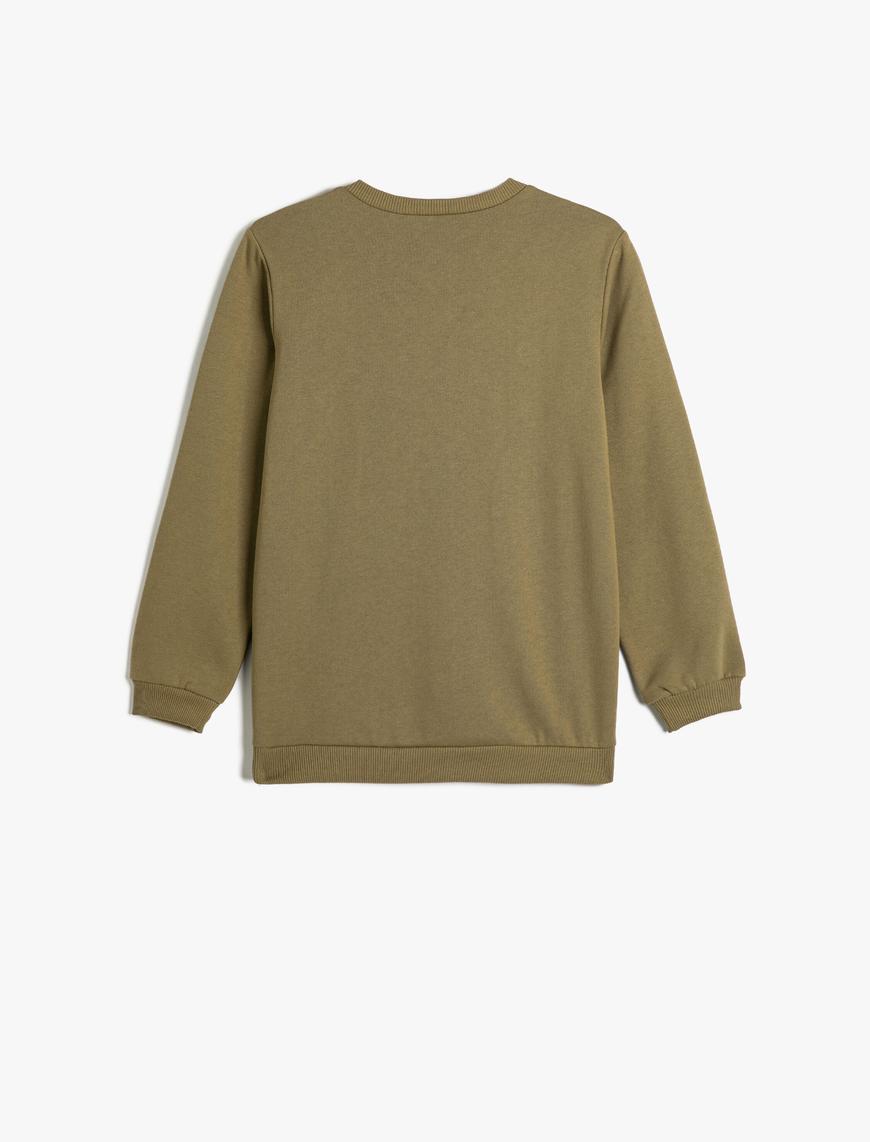  Erkek Çocuk Dinozorlu Sweatshirt Uzun Kollu Bisiklet Yaka Şardonlu