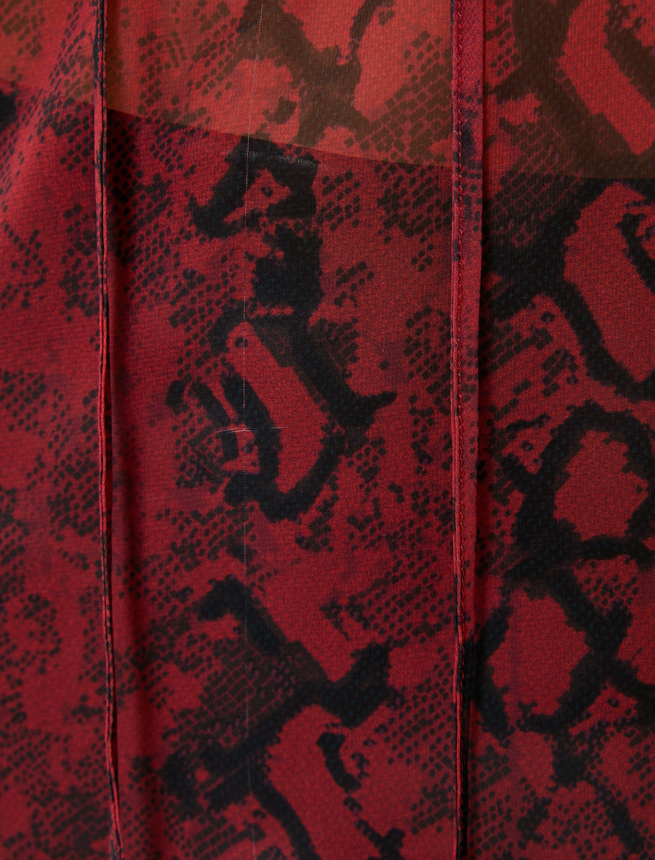   Şifon Transparan Gömlek Balon Kollu V Yaka Fırfırlı