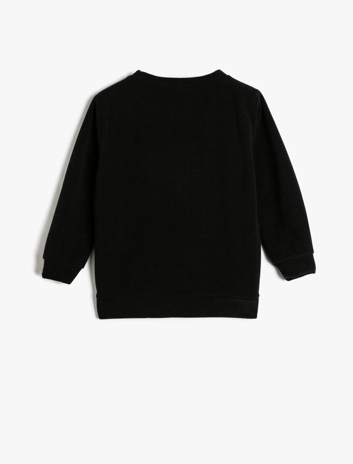 Erkek Çocuk Sweatshirt Cadılar Bayramı Temalı İşlemeli Uzun Kollu Bisiklet Yaka Şardonlu