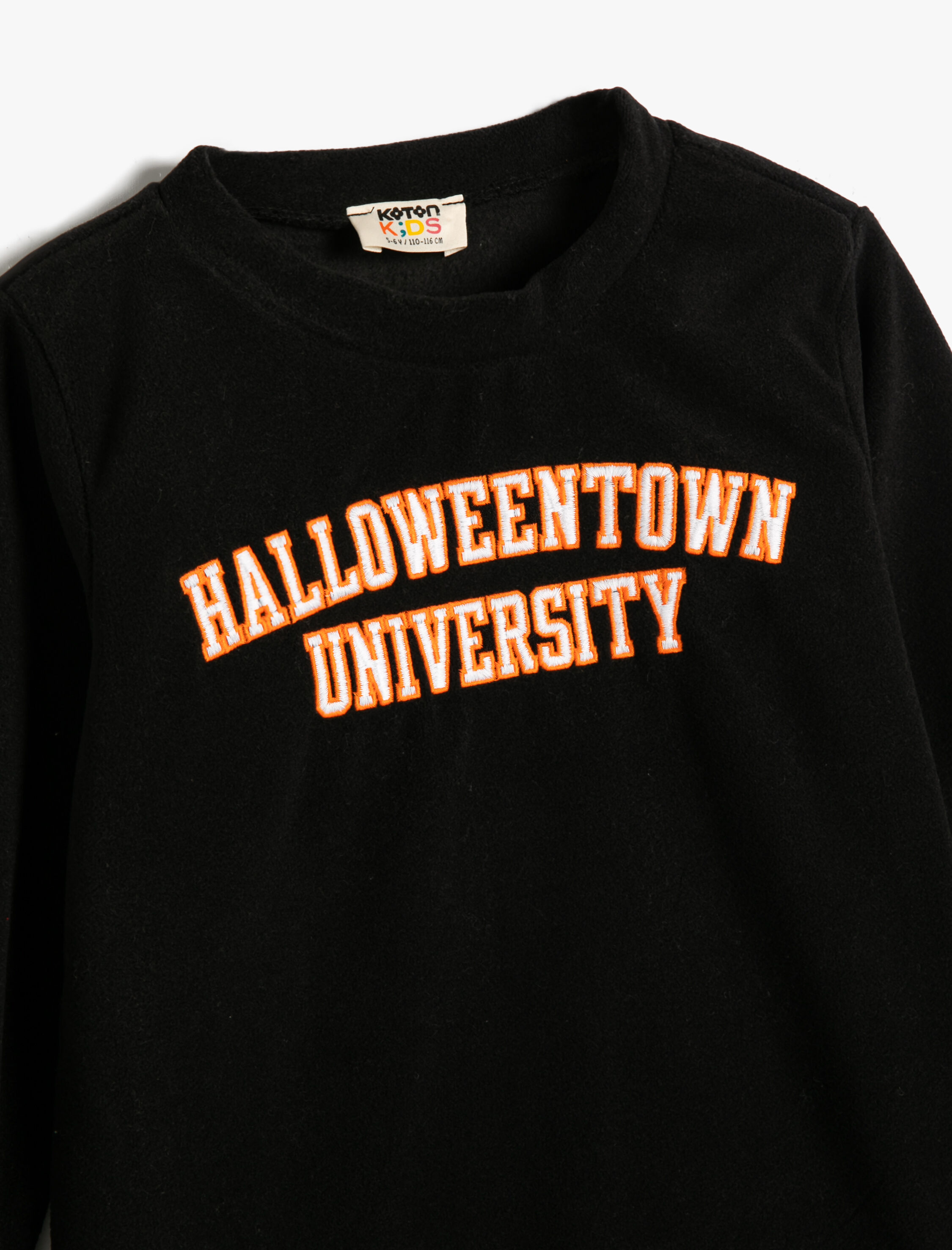  Erkek Çocuk Sweatshirt Cadılar Bayramı Temalı İşlemeli Uzun Kollu Bisiklet Yaka Şardonlu