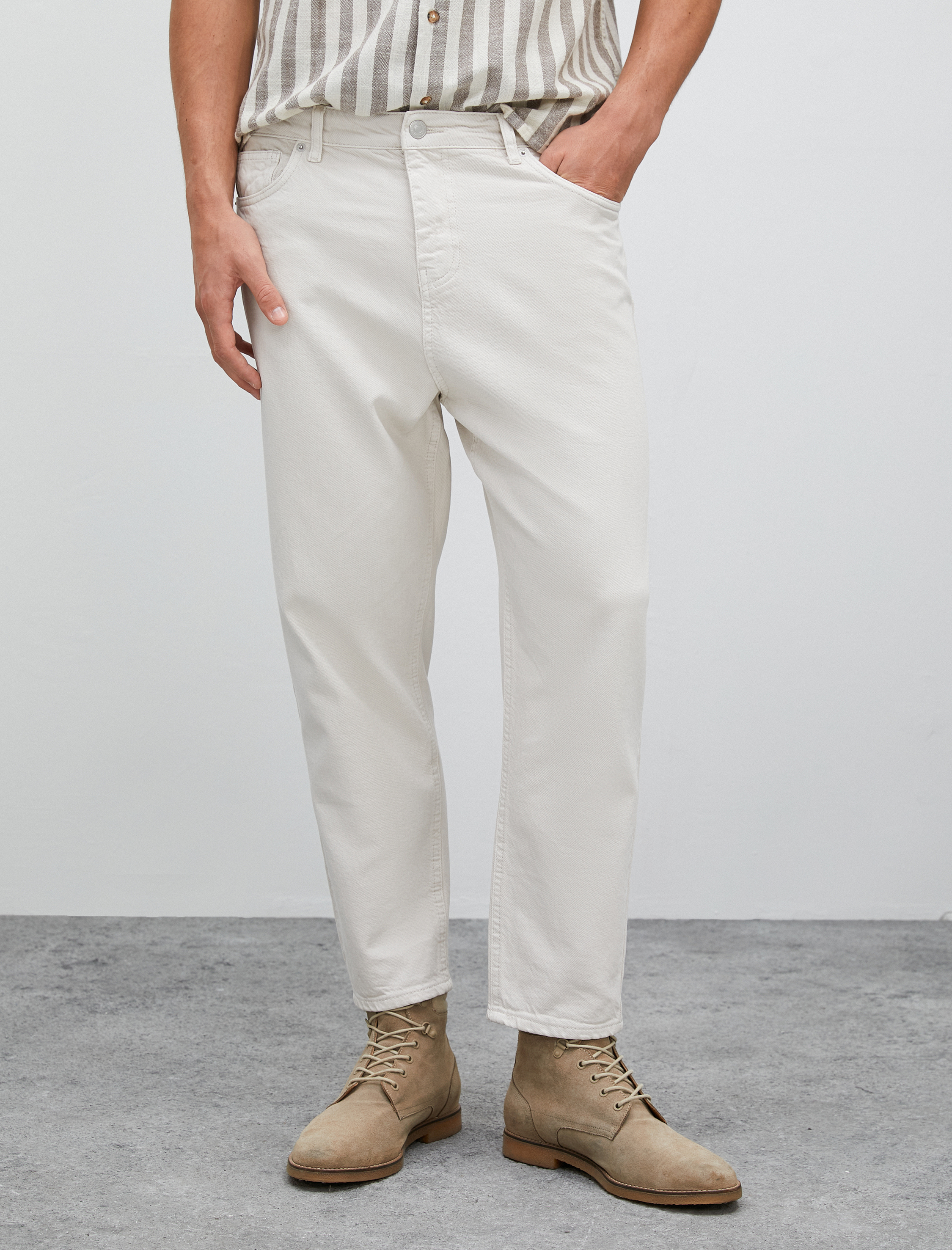   Basic Gabardin Pantolon Düğme Detaylı Cepli