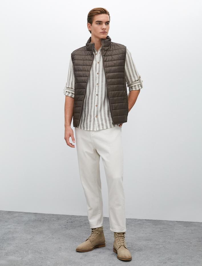  Basic Gabardin Pantolon Düğme Detaylı Cepli