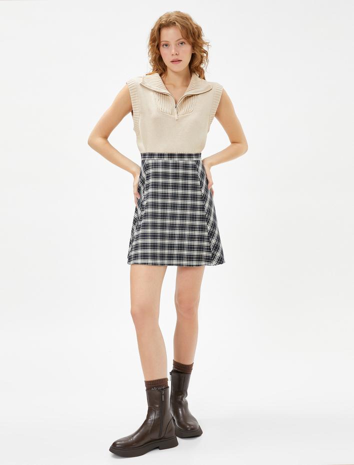  Mini Kloş Etek Yüksek Bel Volanlı