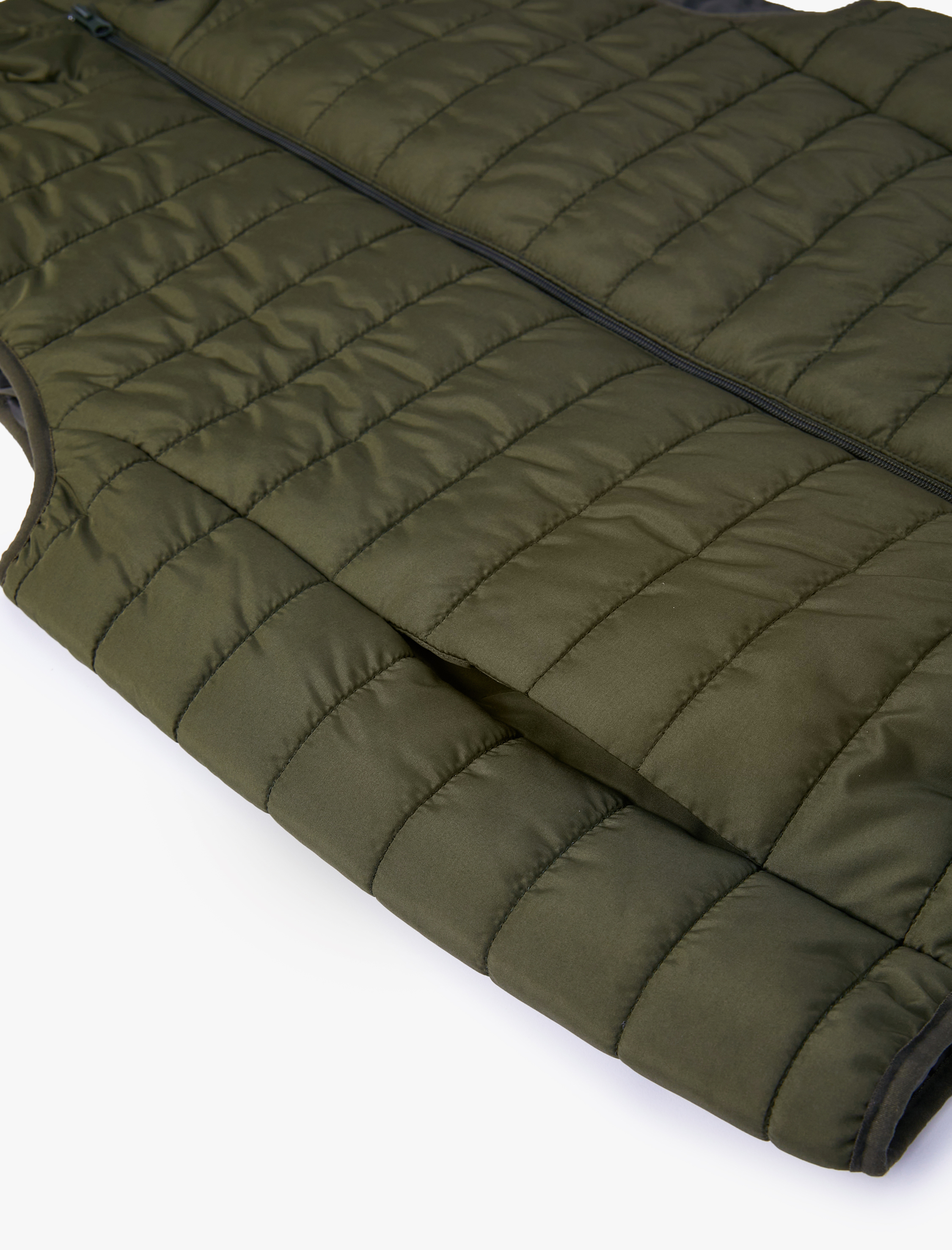 Kolsuz Mont Yelek Dik Yaka Fermuarlı Cep Detaylı