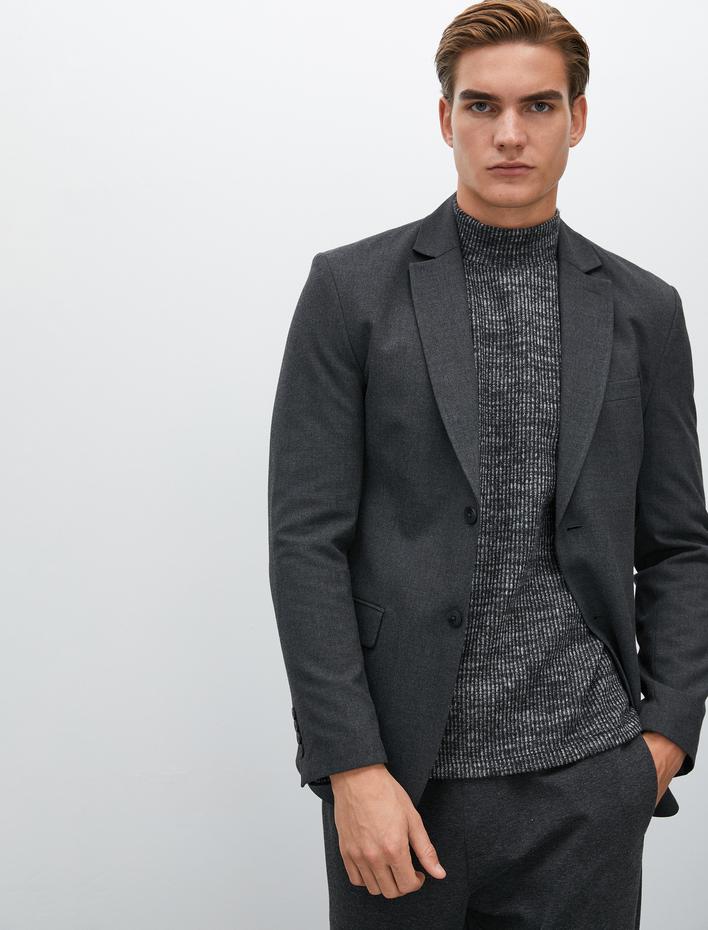  Blazer Ceket Çift Cep Detaylı Düğmeli