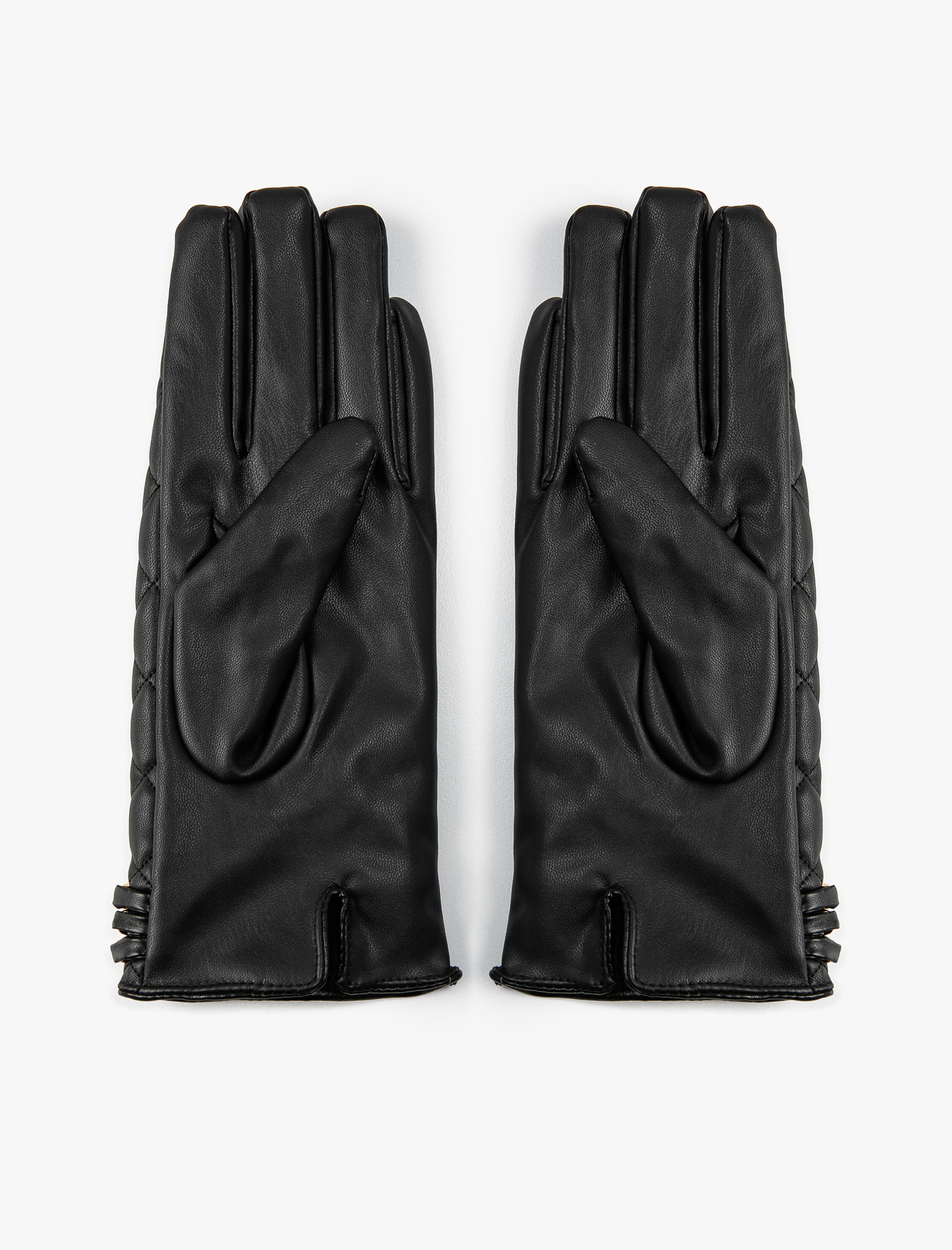  Kadın Eldiven Suni Deri Kapitone Detaylı