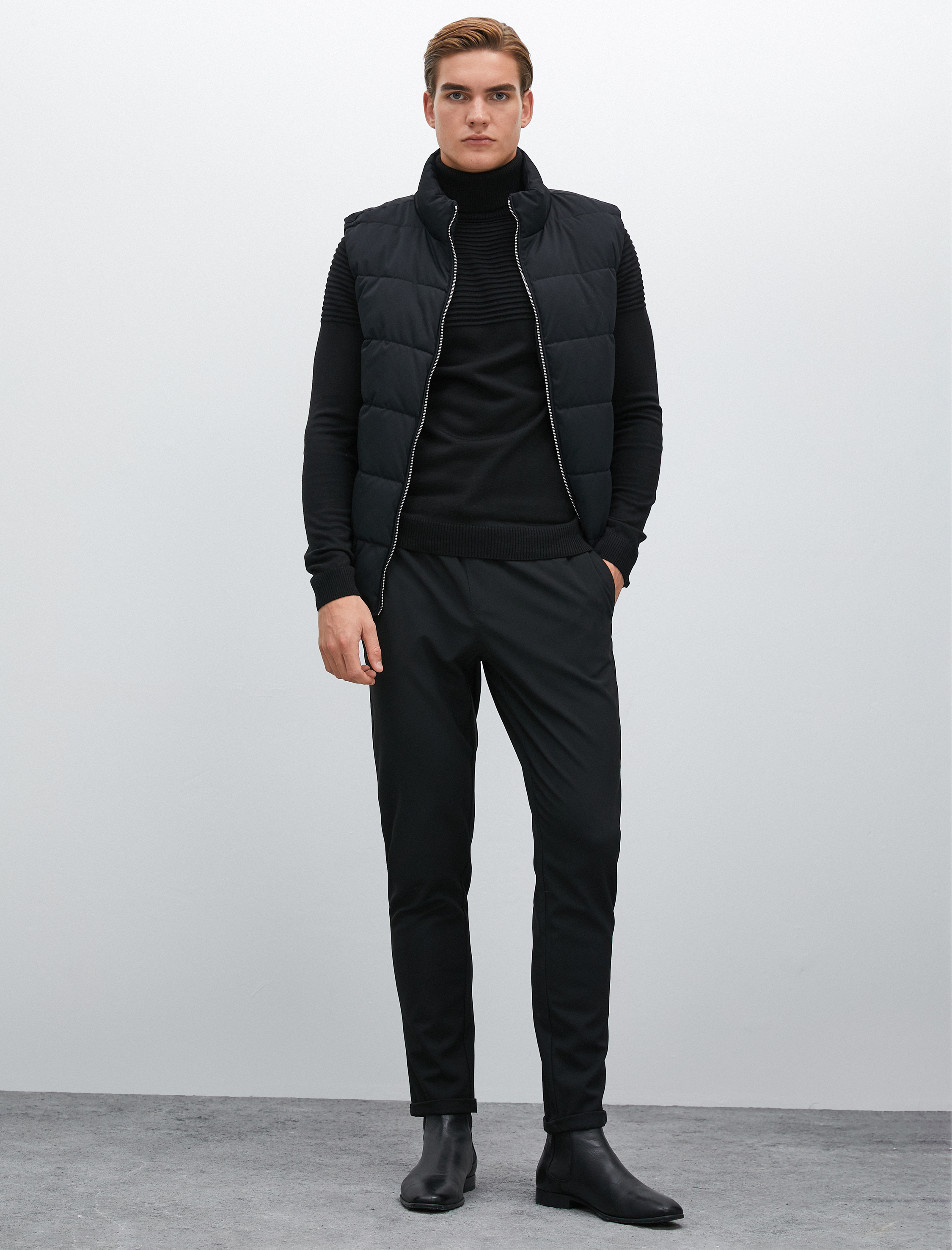   Kumaş Pantolon Slim Fit Beli Bağcıklı Dar Paça Cepli