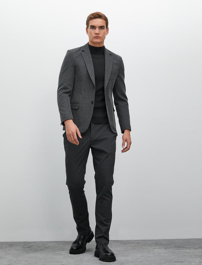  Klasik Pantolon Slim Fit Cep Detaylı Düğmeli