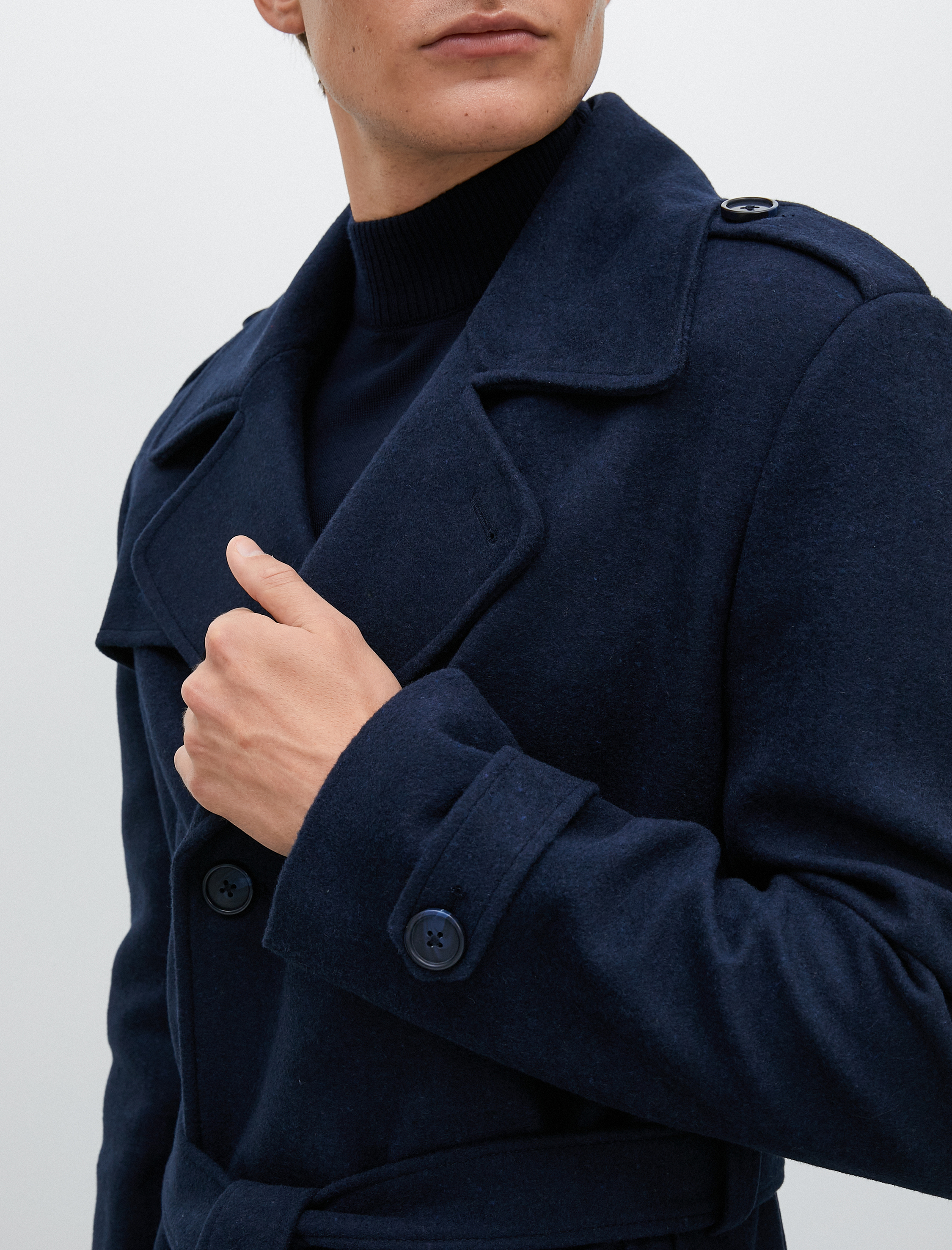   Kruvaze Kaban Kemer Detaylı Düğmeli Cepli