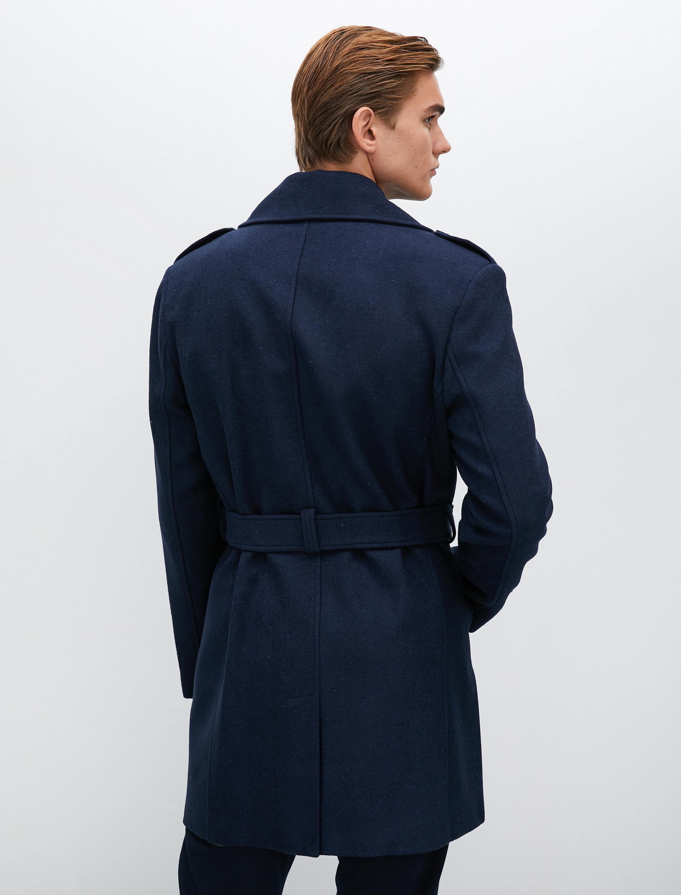   Kruvaze Kaban Kemer Detaylı Düğmeli Cepli