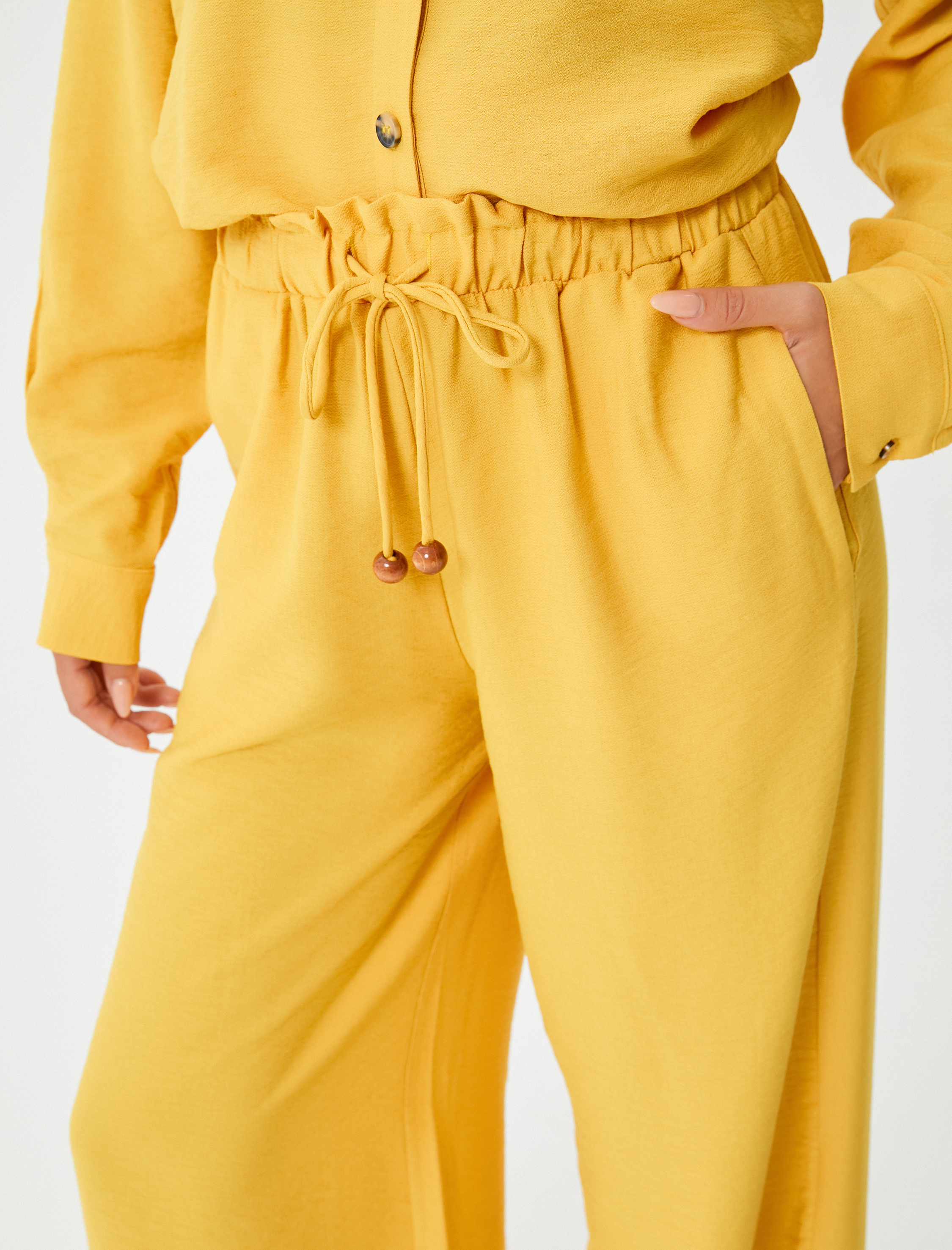   Palazzo Pantolon Yüksek Bel Bol Paça Lastikli