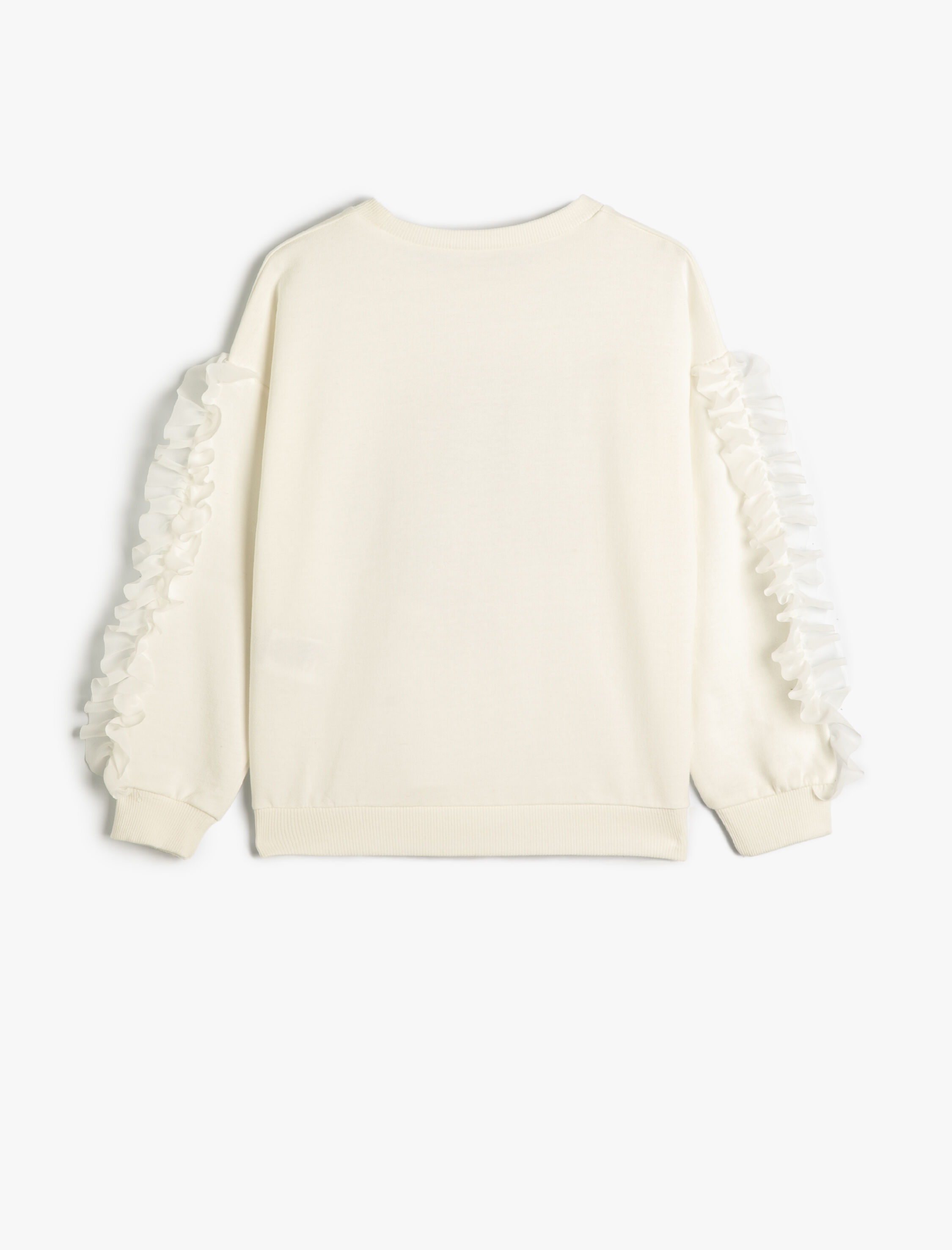  Kız Çocuk Sweatshirt Uzun Kollu Parlak Unicorn Baskılı Püskül Detaylı Pamuklu