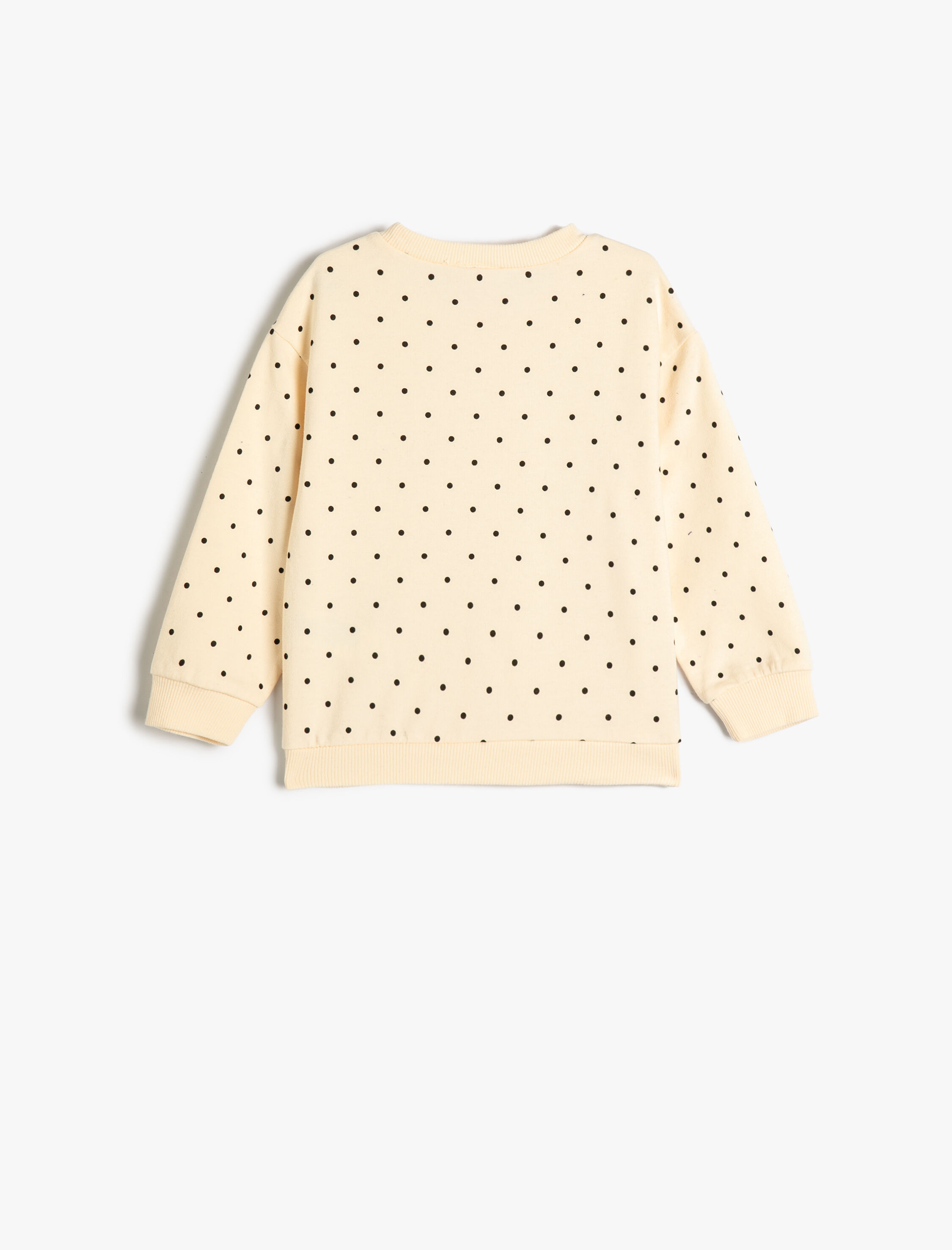  Kız Bebek Puantiyeli Sweatshirt Uzun Kollu Bisiklet Yaka Pamuklu Şardonlu