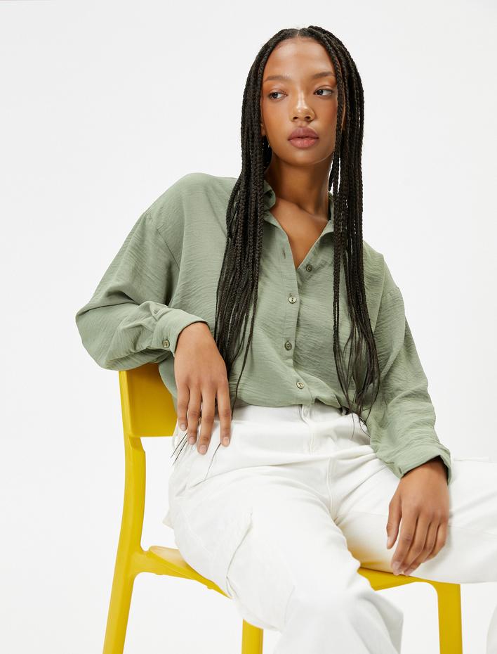  Gömlek Uzun Dökümlü Kol Klasik Yaka Rahat Kesim