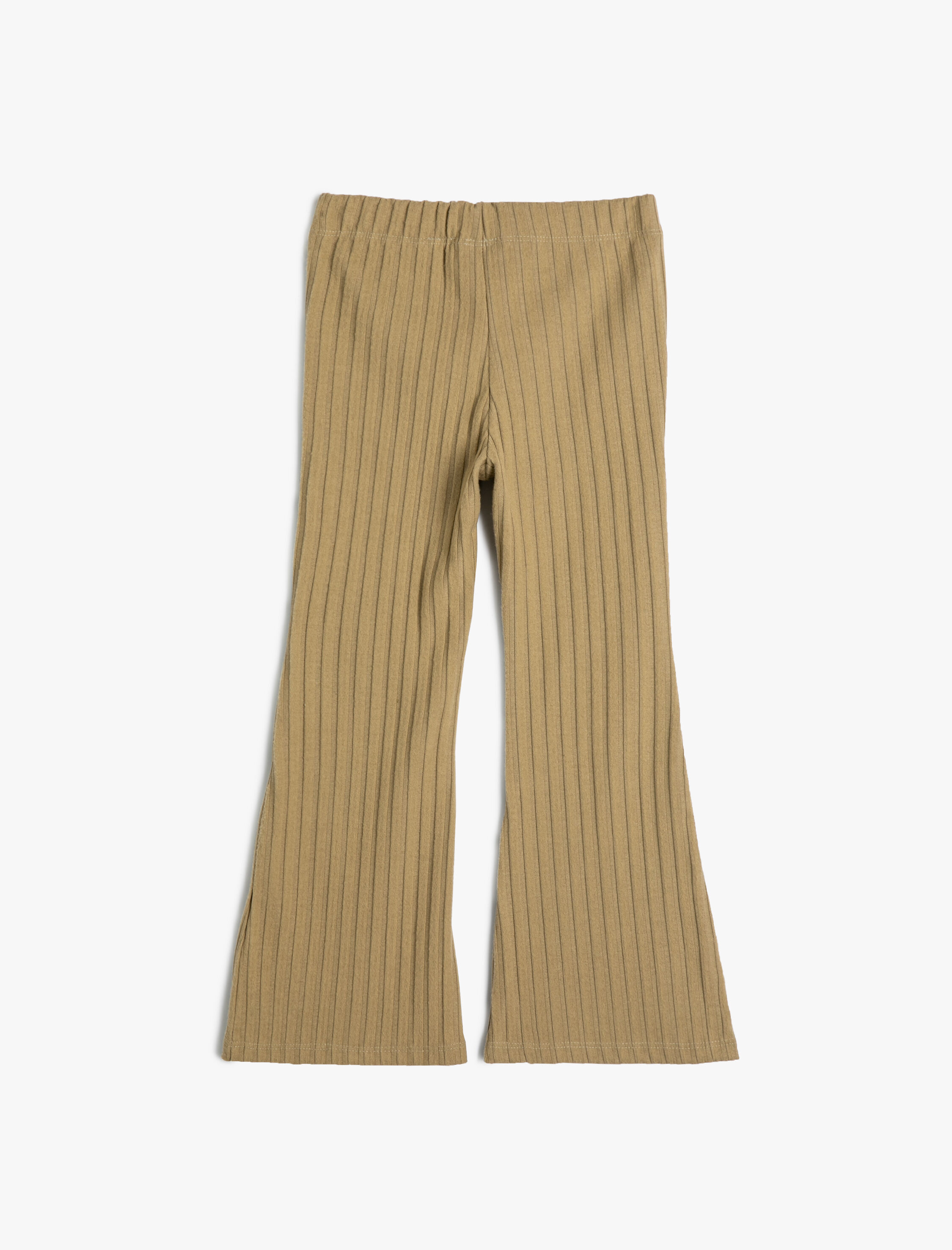  Kız Çocuk İspanyol Paça Pantolon Ribanalı Beli Lastikli