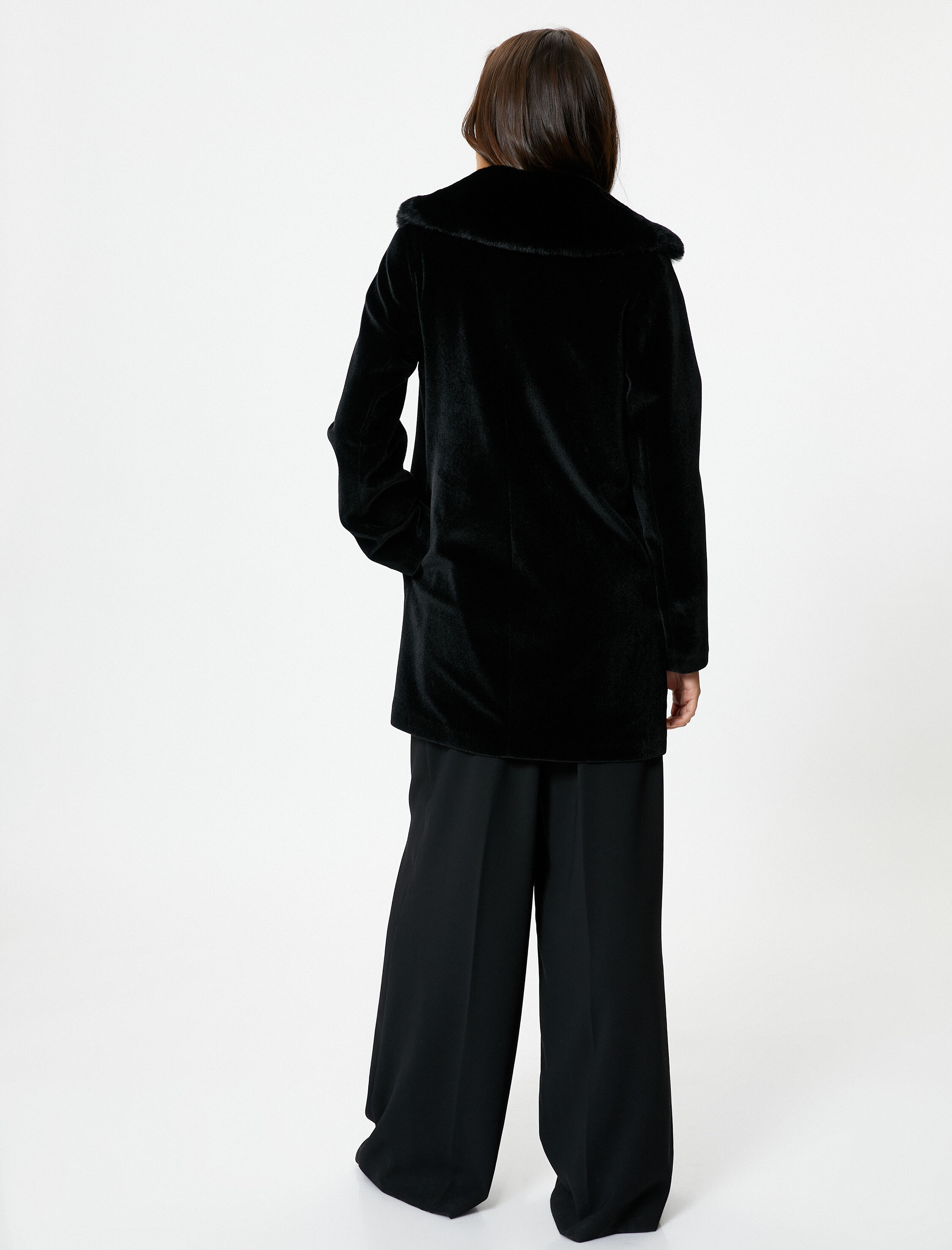   Peluş Kaban Fermuarlı Çıkarılabilir Suni Kürklü Cepli