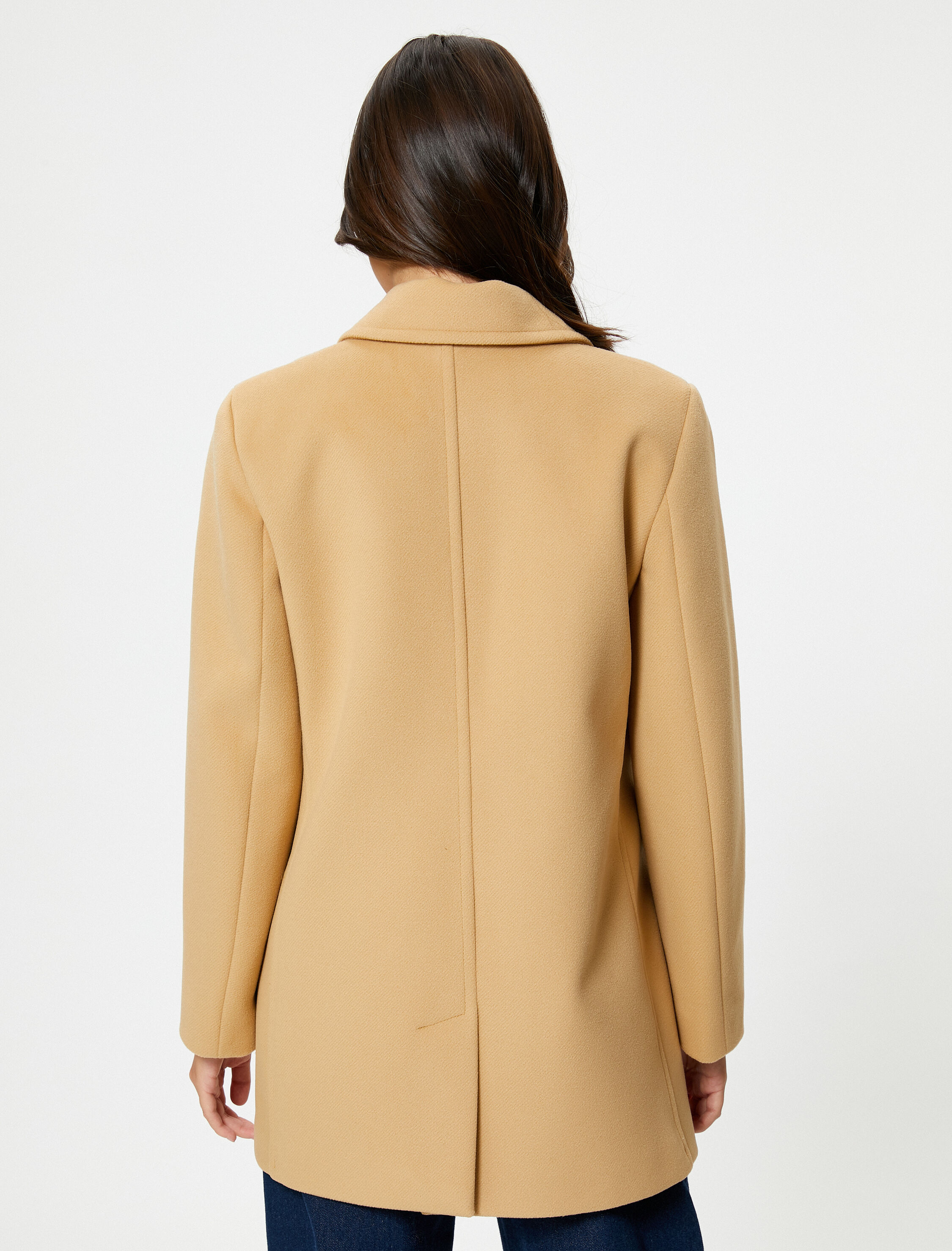   Kaşe Kaban Kruvaze Düğmeli Cep Detaylı