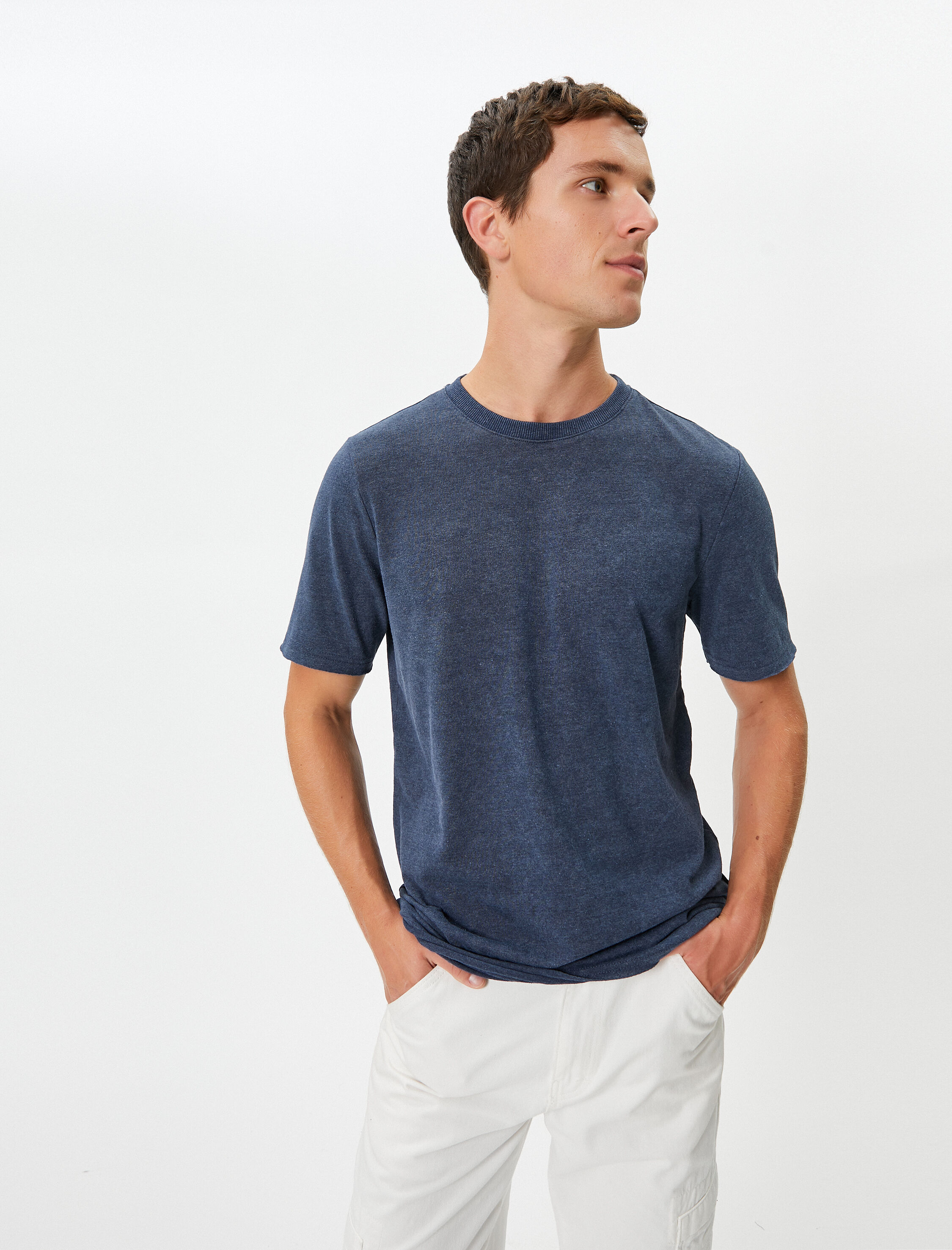 Koton Erkek Yıkamalı T-Shirt Basic Bisiklet Yaka Kısa Kollu