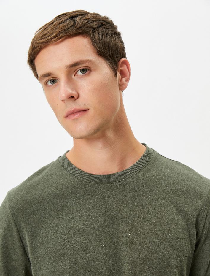  Yıkamalı Tişört Basic Bisiklet Yaka Kısa Kollu