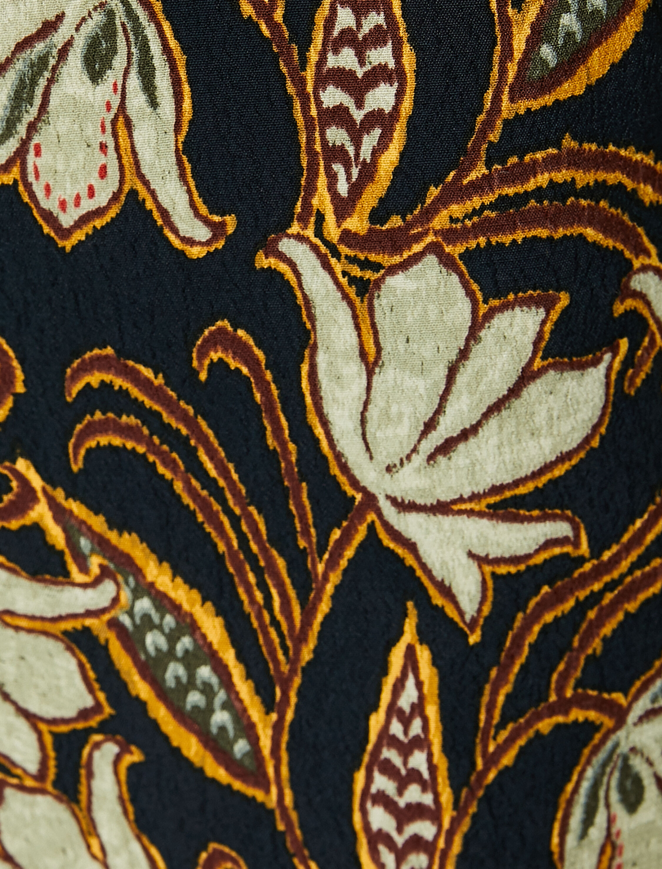   Bol Paça Pantolon Etnik Desenli Cepli Yüksek Bel