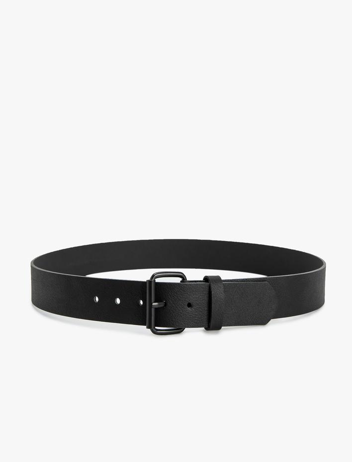 Erkek Kemer Deri Görünümlü Metal Toka Detaylı