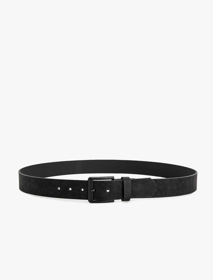 Erkek Kemer Deri Görünümlü Metal Toka Detaylı