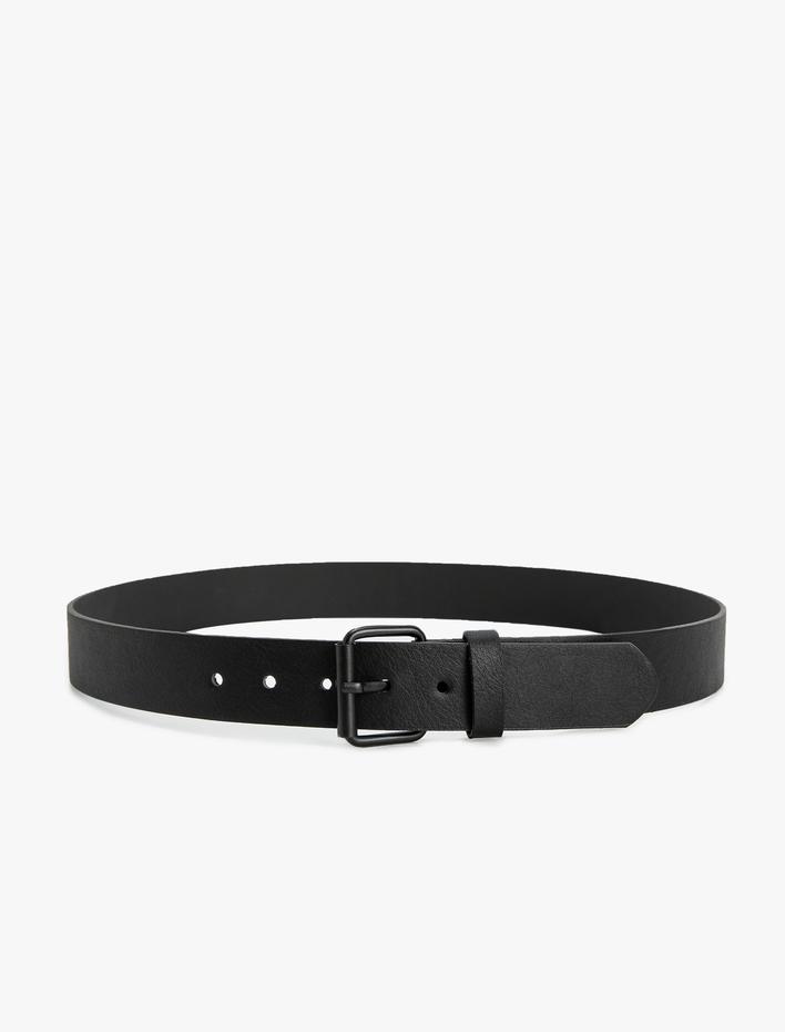 Erkek Kemer Deri Görünümlü Metal Toka Detaylı