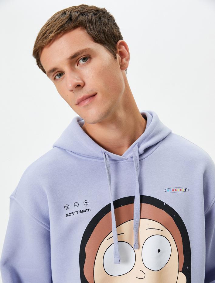 Rick and Morty Kapşonlu Sweatshirt Rahat Kesim Lisanslı Baskılı Şardonlu