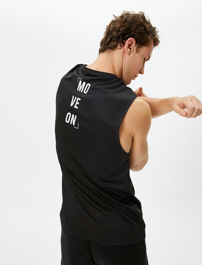  Sporcu Atleti Arkası Baskılı Sloganlı Kolsuz Bisiklet Yaka