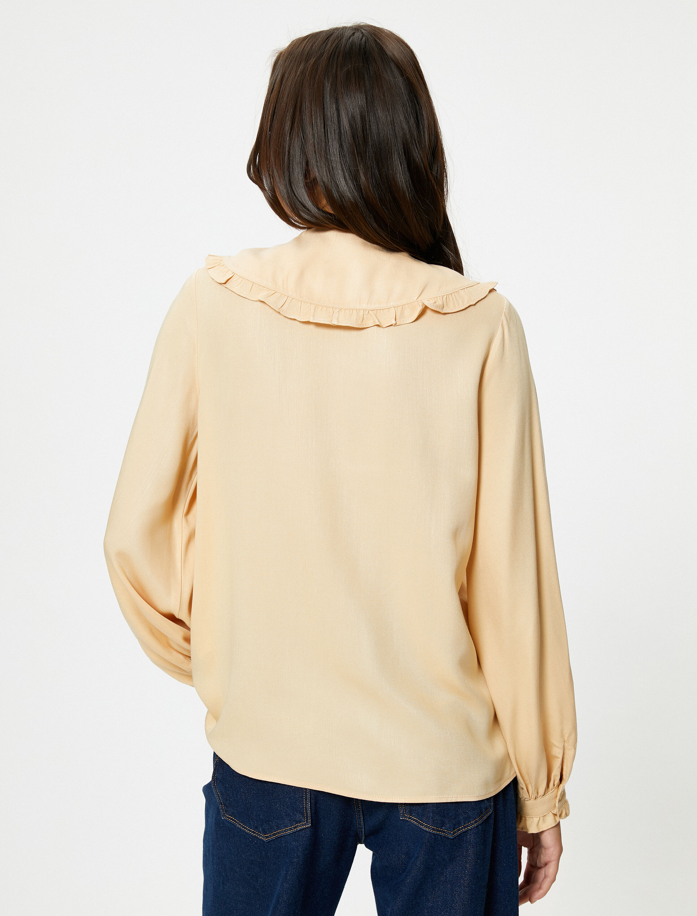   Bebe Yaka Bluz Balon Kollu Fırfırlı Düğmeli Regular Fit