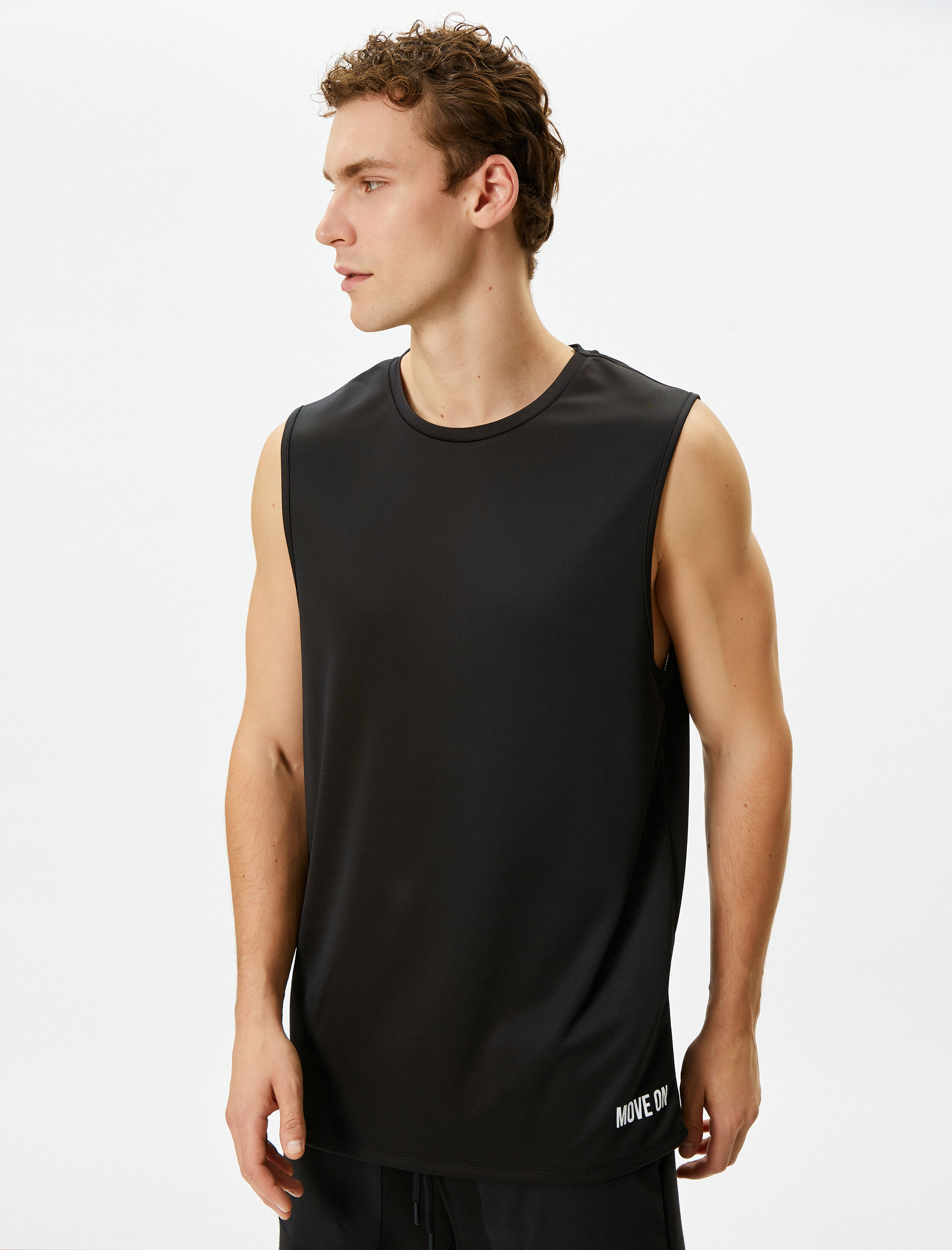   Sporcu Atleti Arkası Baskılı Sloganlı Kolsuz Bisiklet Yaka