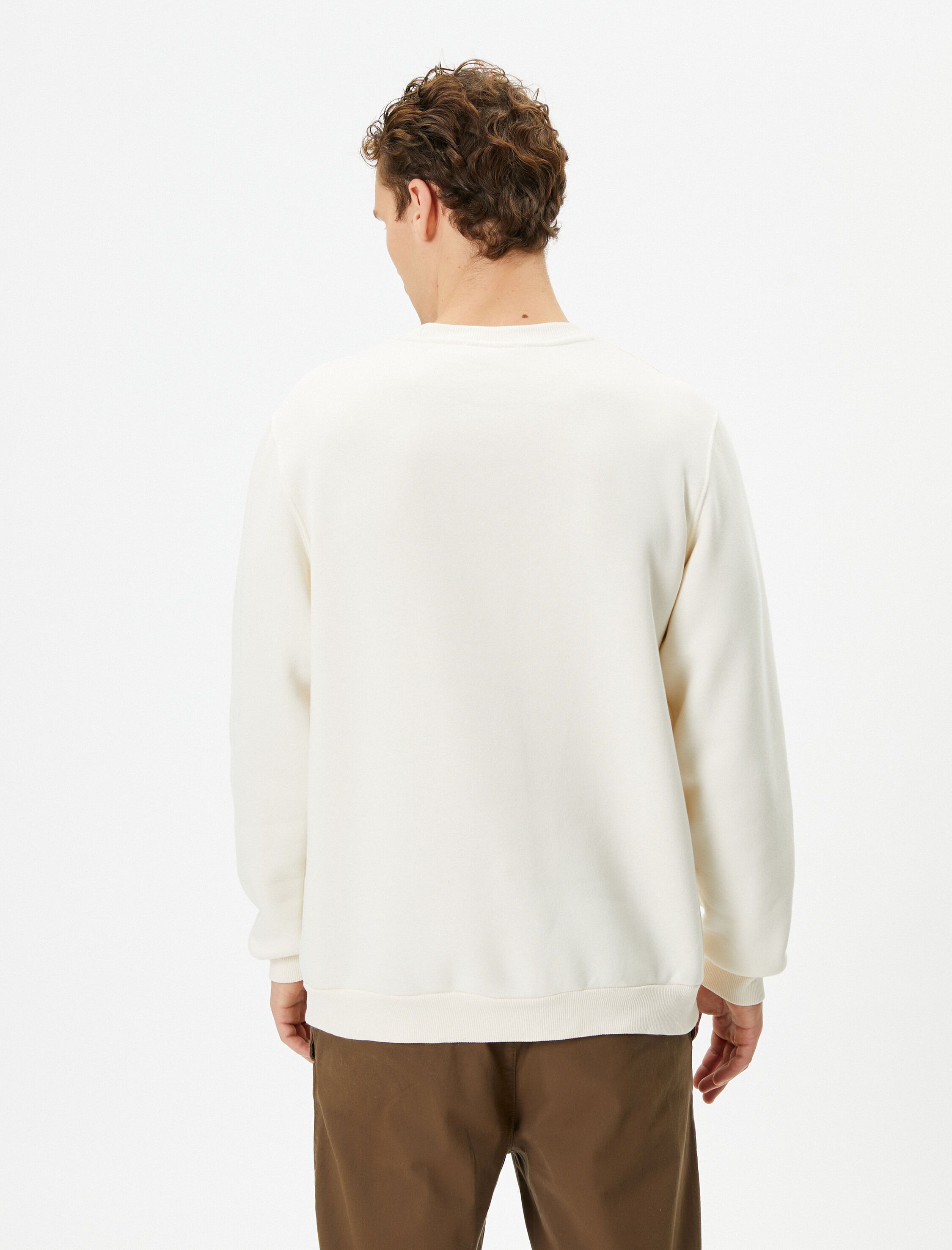   Bisiklet Yaka Sweatshirt Mistik Baskılı Uzun Kollu Ribanalı Şardonlu