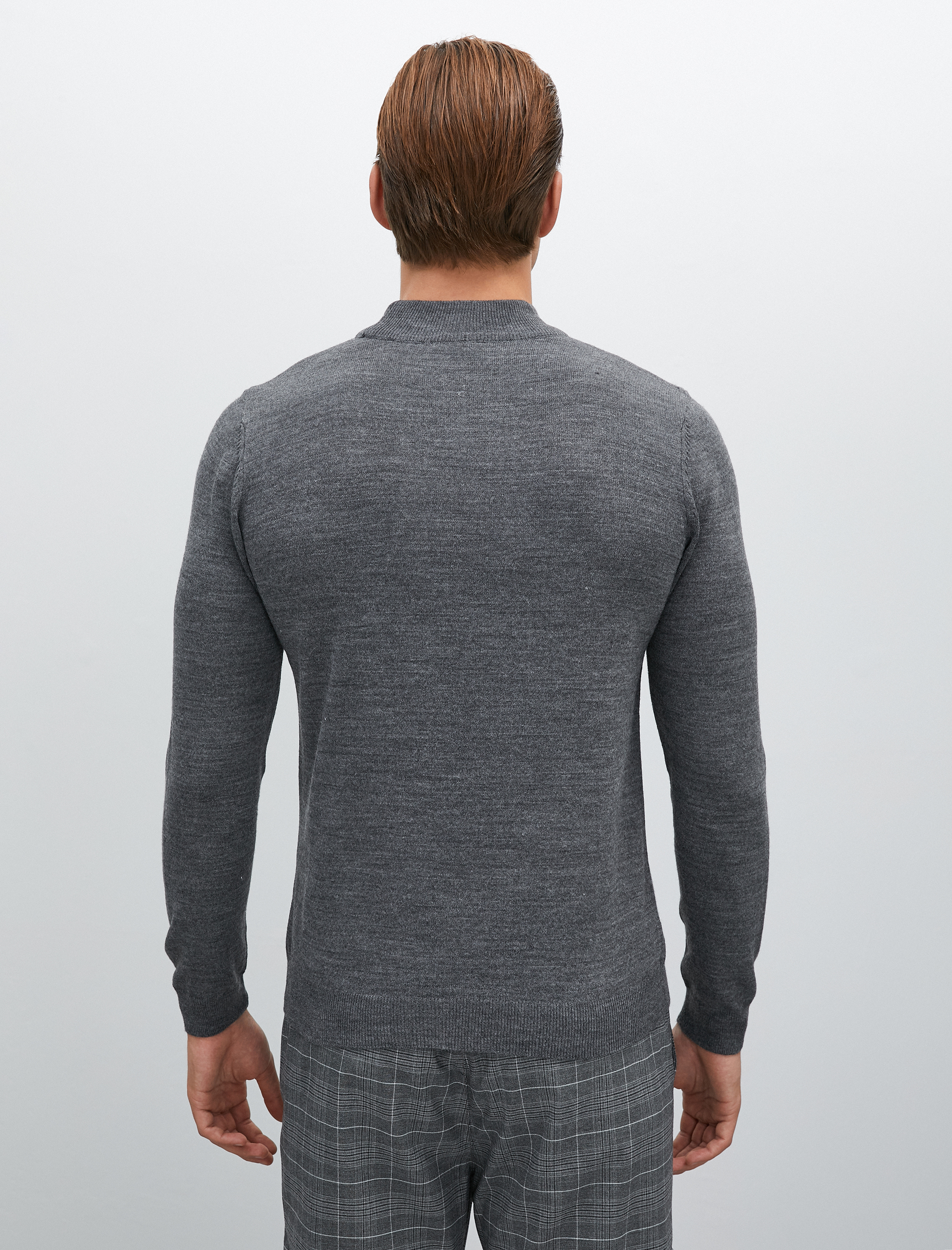   Basic Triko Kazak Yarım Balıkçı Yaka Uzun Kollu