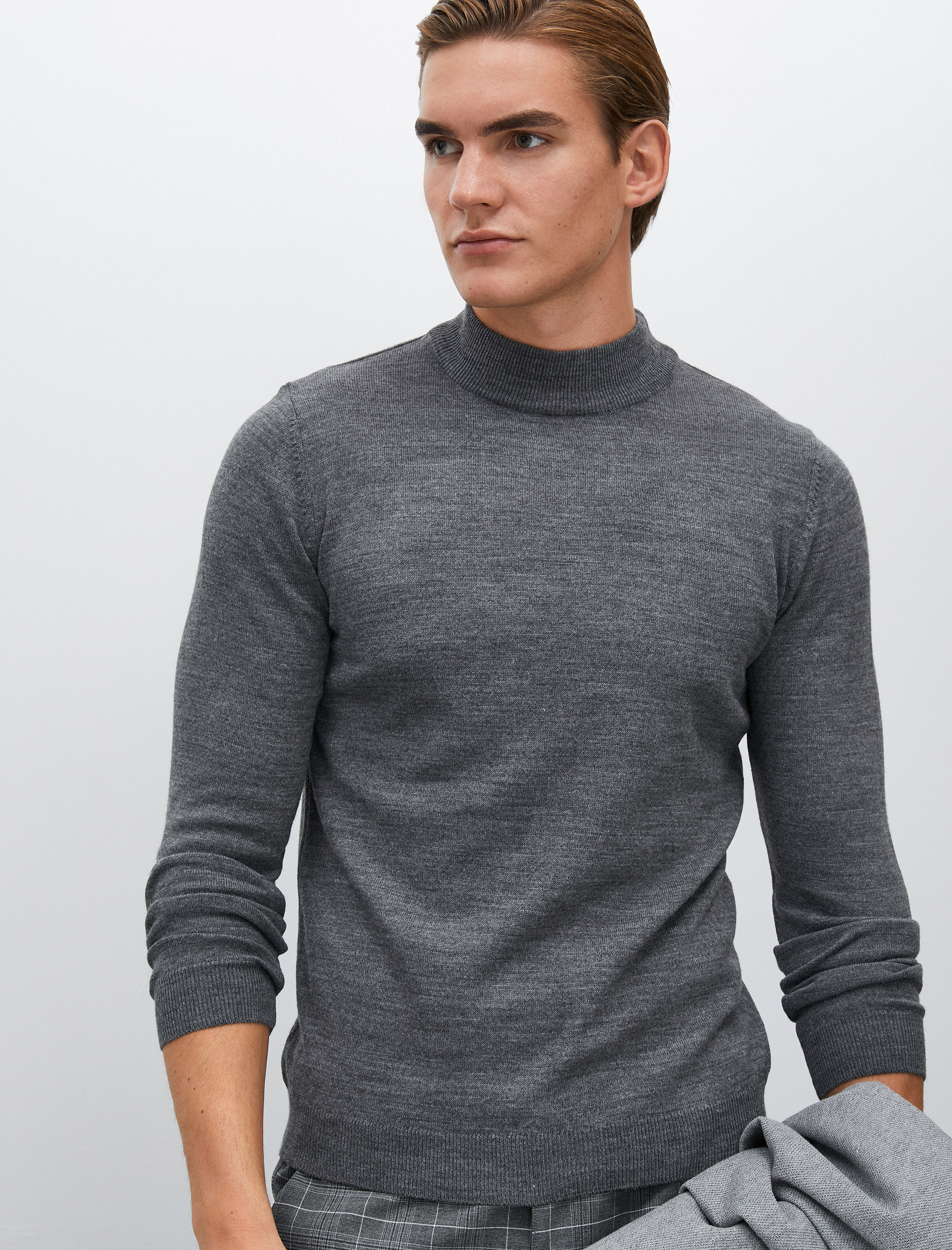   Basic Triko Kazak Yarım Balıkçı Yaka Uzun Kollu