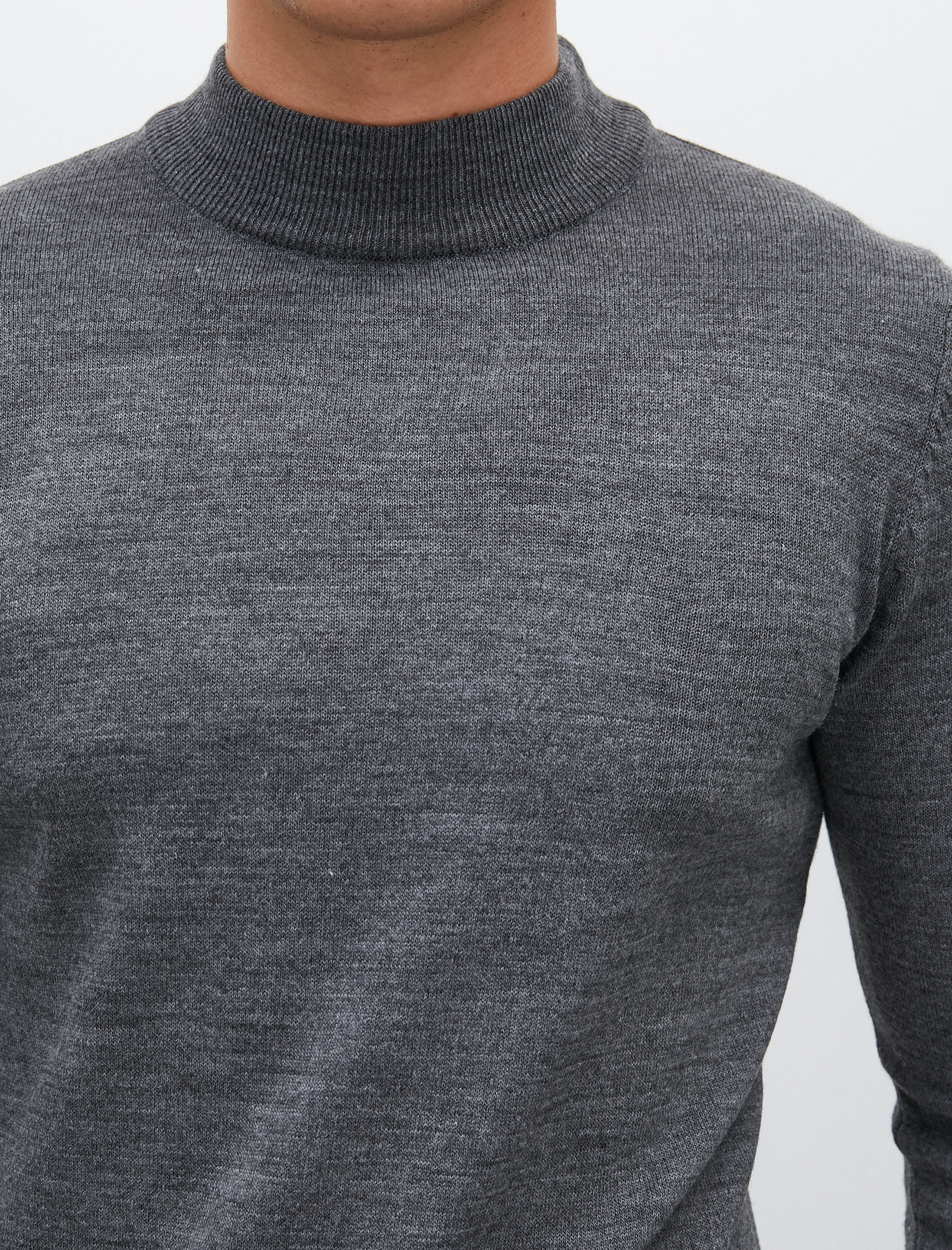   Basic Triko Kazak Yarım Balıkçı Yaka Uzun Kollu