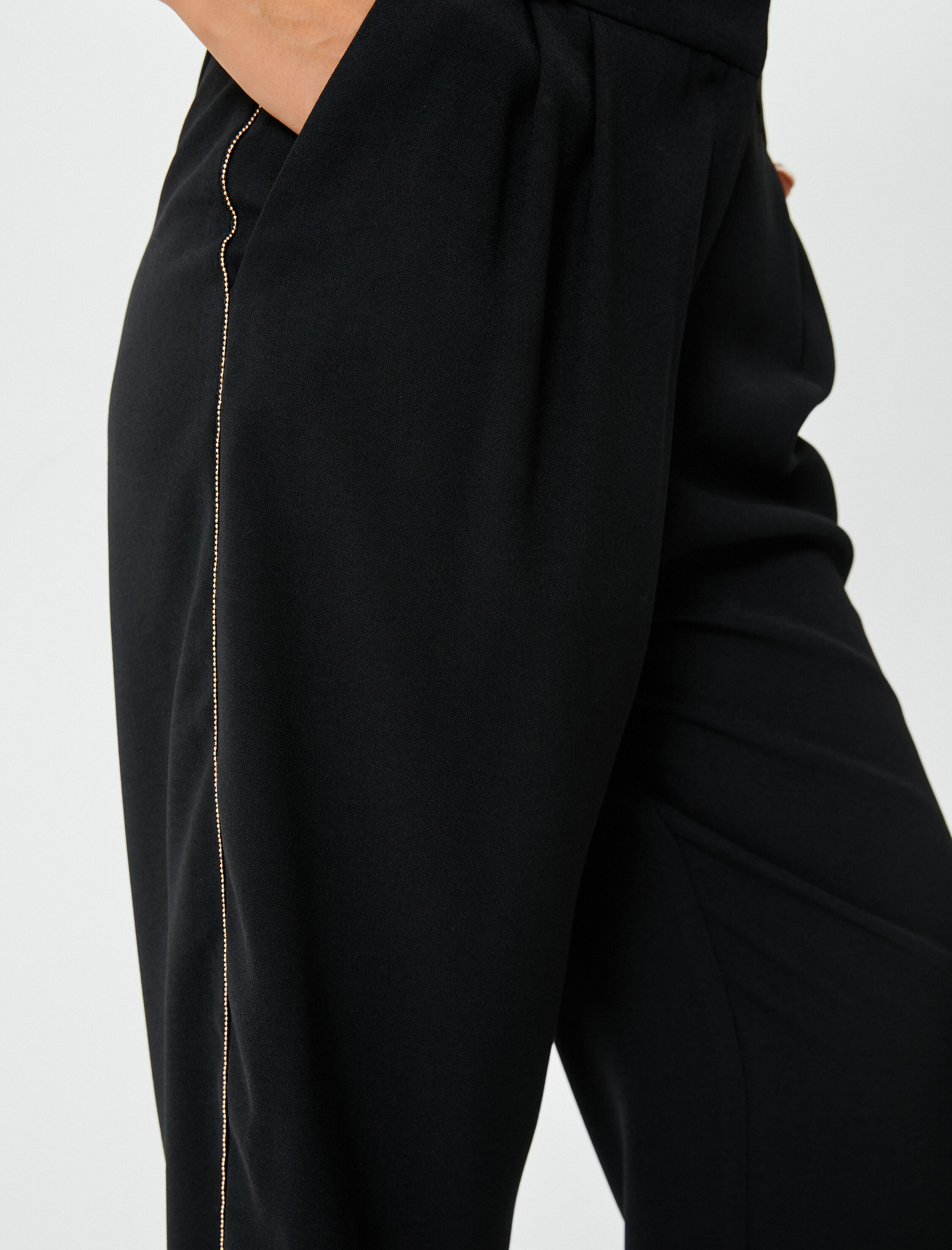   Palazzo Pantolon Bol Paça Cep Detaylı Yüksek Bel