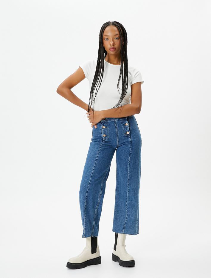  Crop Basic Tişört Kısa Kollu Yuvarlak Yaka Pamuklu