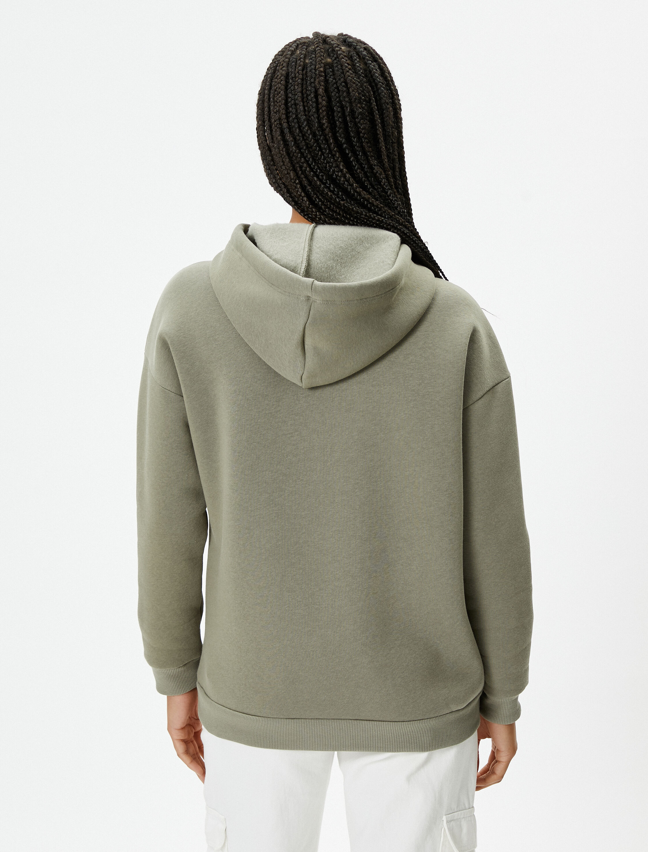   Şardonlu Kolej Kapşonlu Sweatshirt Baskılı Pamuklu Uzun Kollu Rahat Kalıp