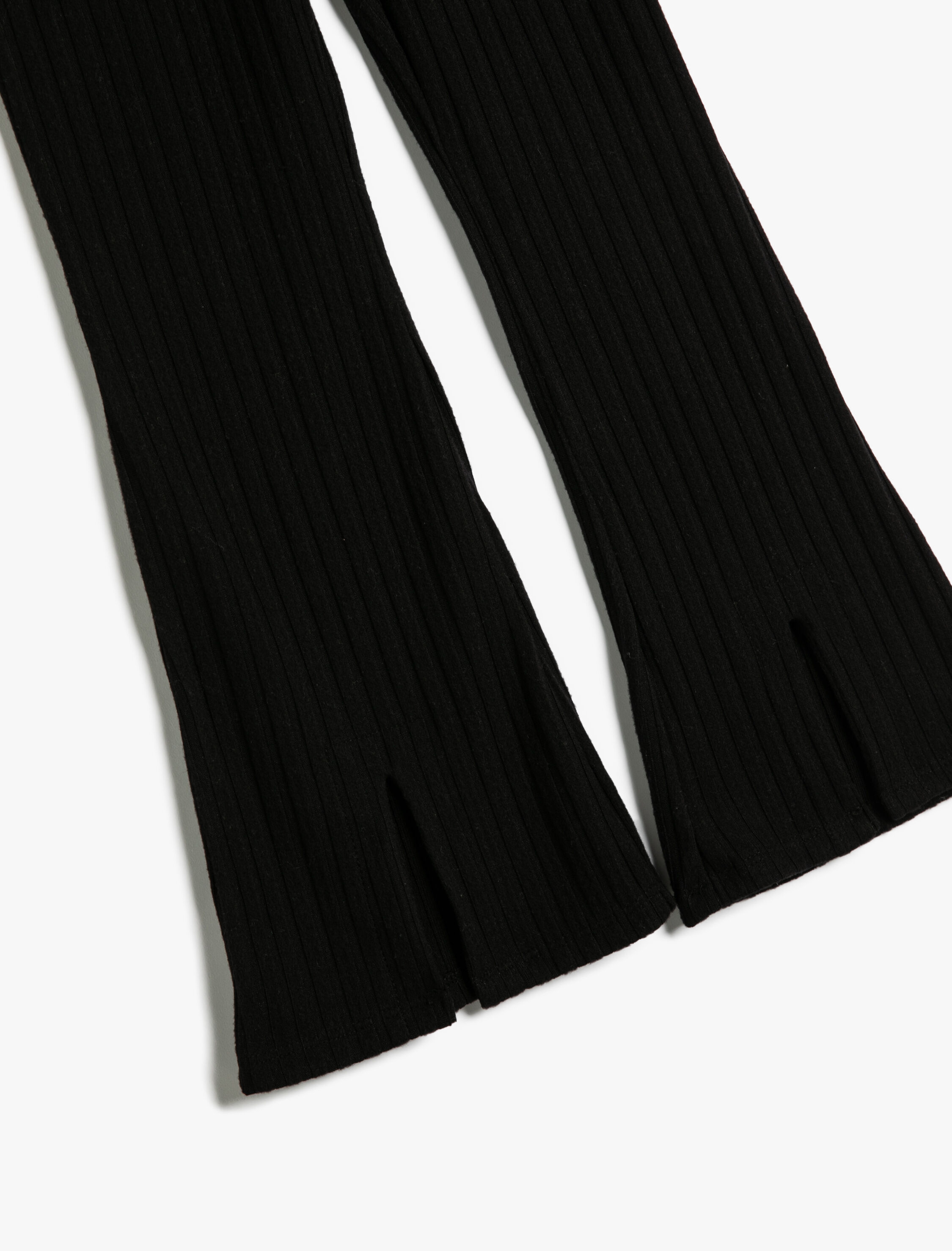  Kız Çocuk İspanyol Paça Pantolon Fitilli Yırtmaç Detaylı Beli Lastikli