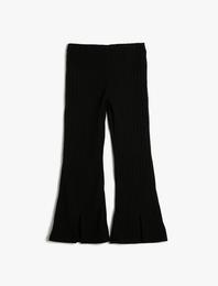 İspanyol Paça Pantolon Fitilli Yırtmaç Detaylı Beli Lastikli