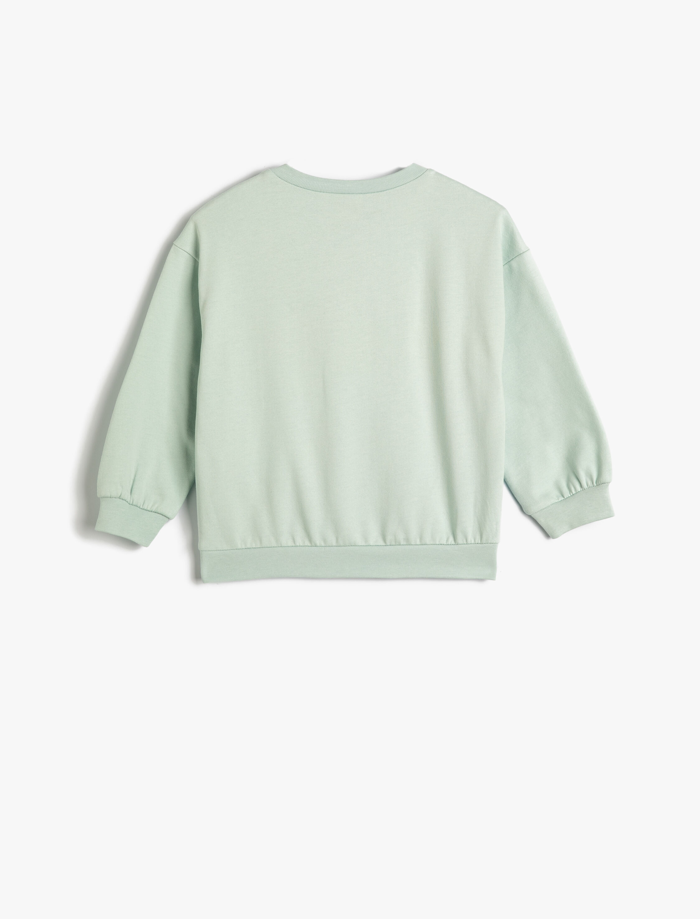  Kız Bebek Sweatshirt Kedi Baskı Detaylı Uzun Kollu Bisiklet Yaka Şardonlu Pamuklu