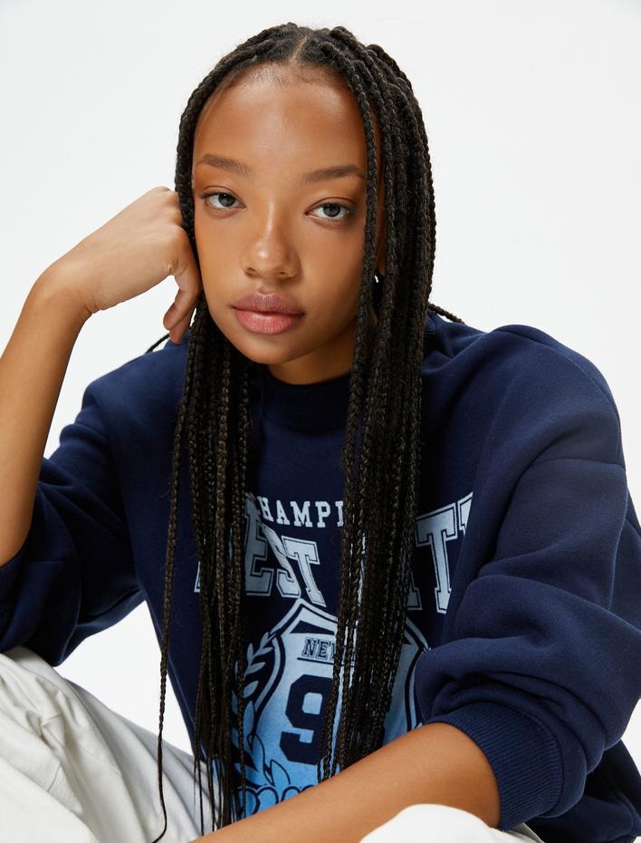  Kolej Sweatshirt Şardonlu Uzun Kollu Bisiklet Yaka