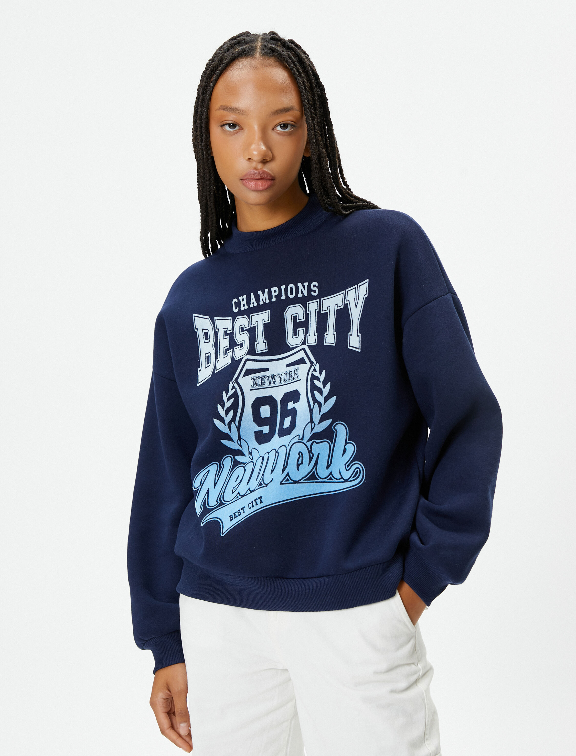   Kolej Sweatshirt Şardonlu Uzun Kollu Bisiklet Yaka