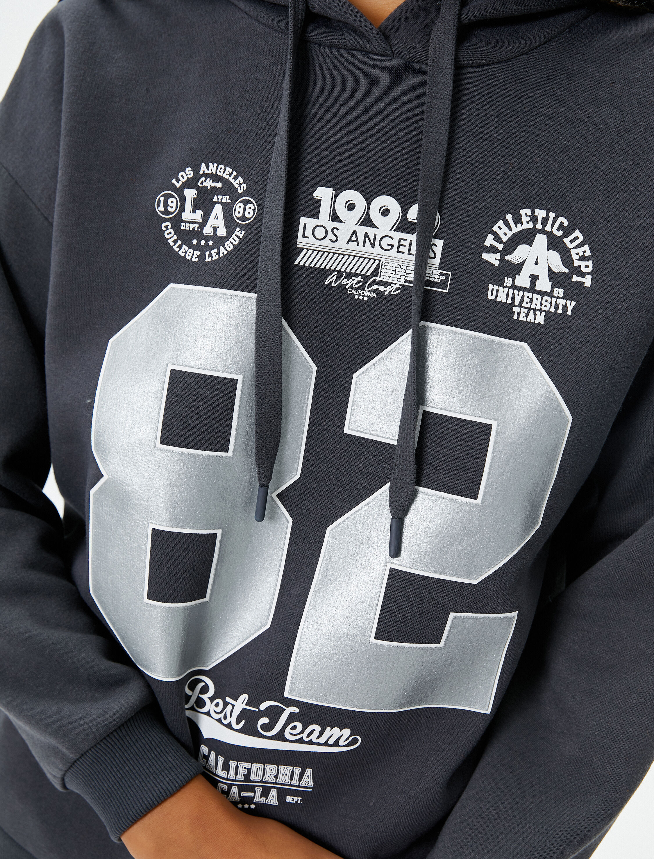   Kolej Kapşonlu Sweatshirt Şardonlu Baskılı