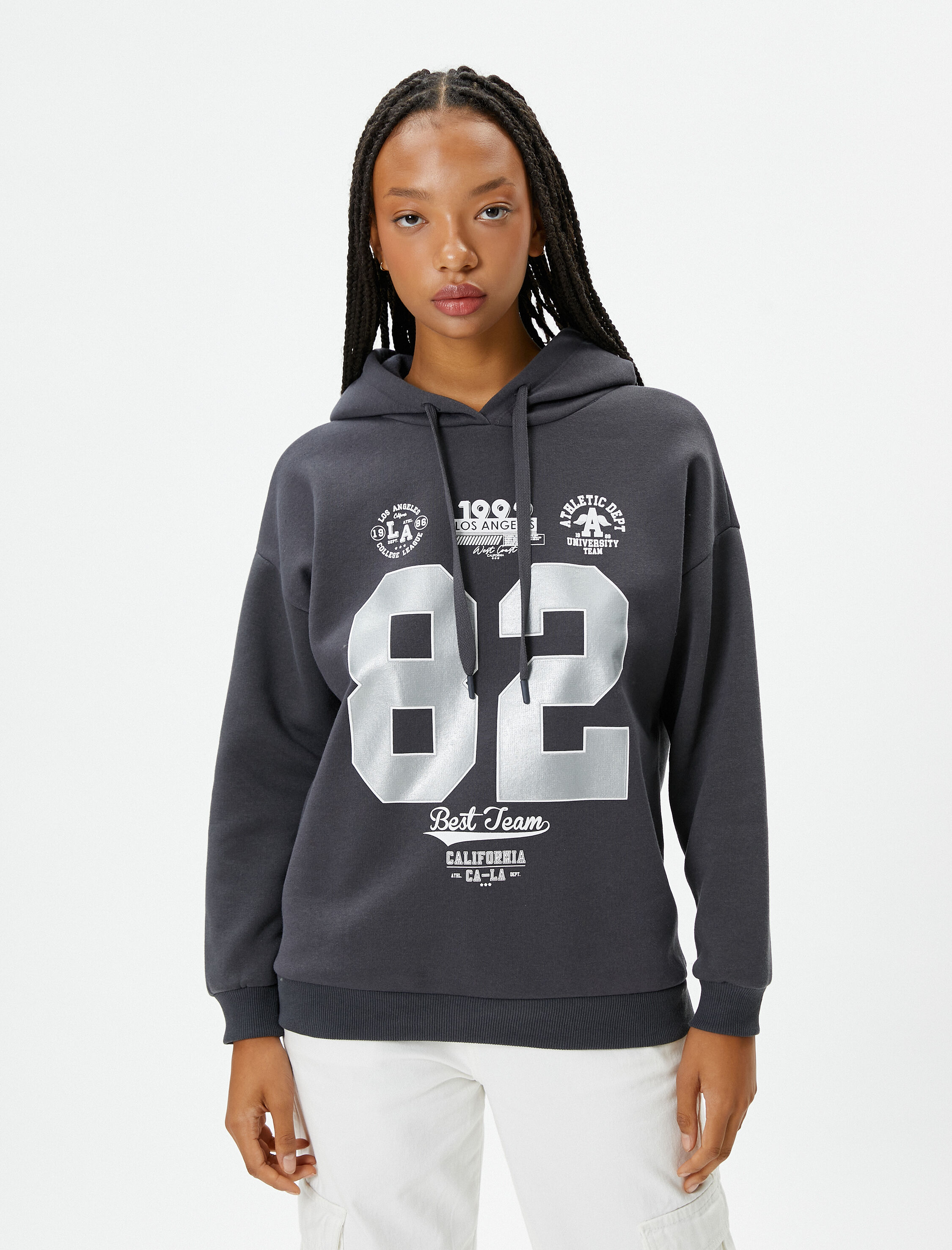   Kolej Kapşonlu Sweatshirt Şardonlu Baskılı