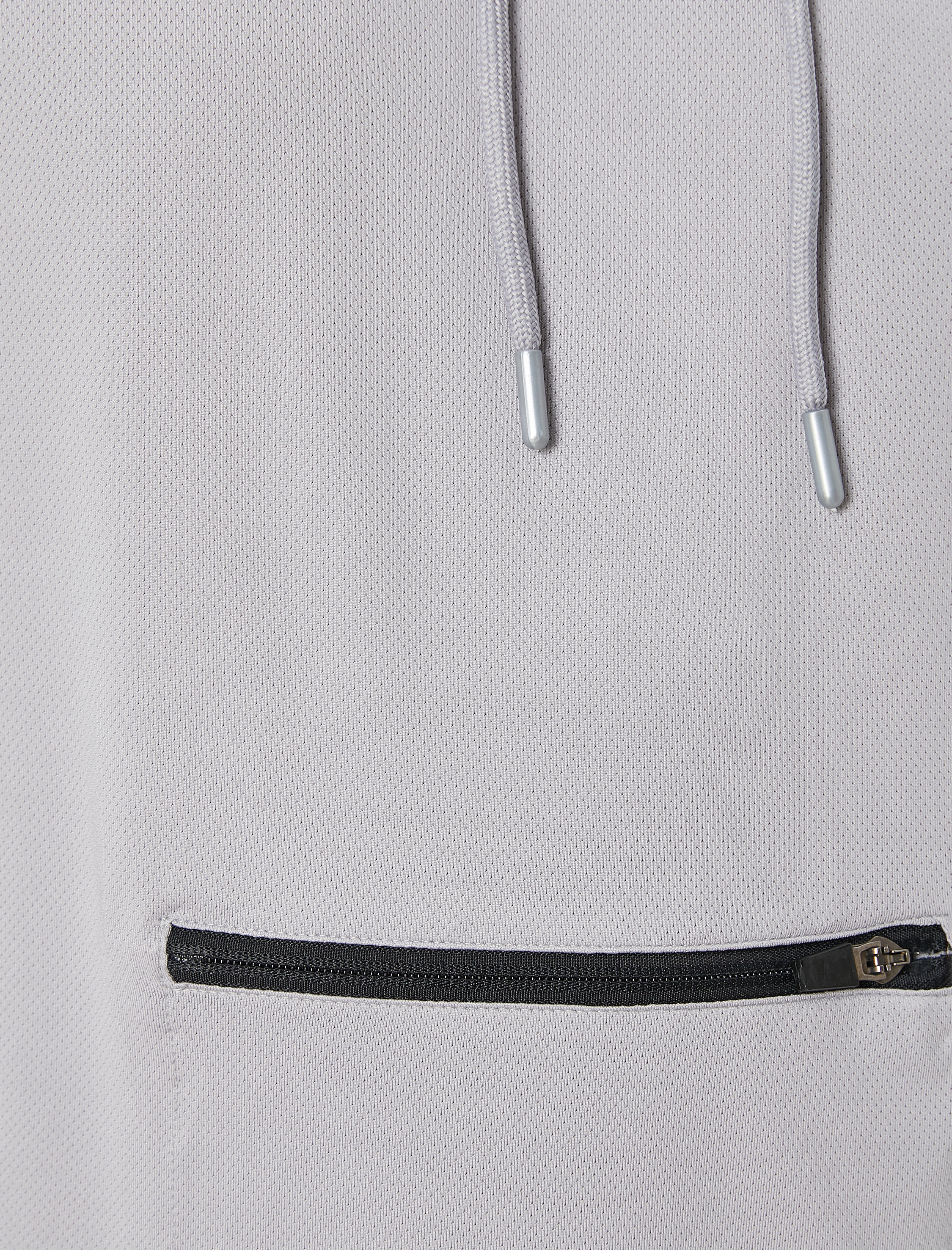   Spor Tişört Kapşonlu Fermuar Cepli Kısa Kollu