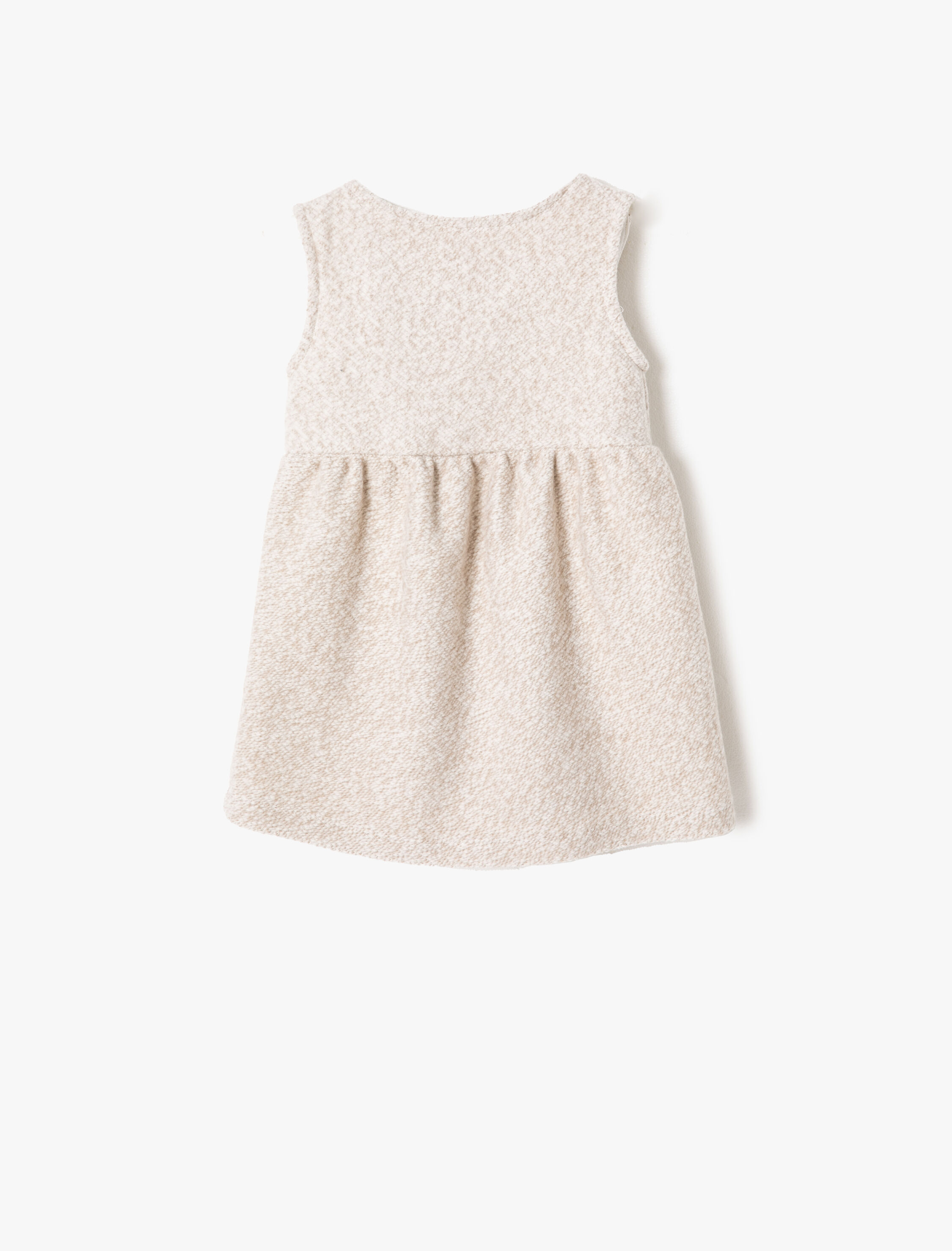  Kız Bebek Elbise Kolsuz Bisiklet Yaka Düğme Detaylı Cepli