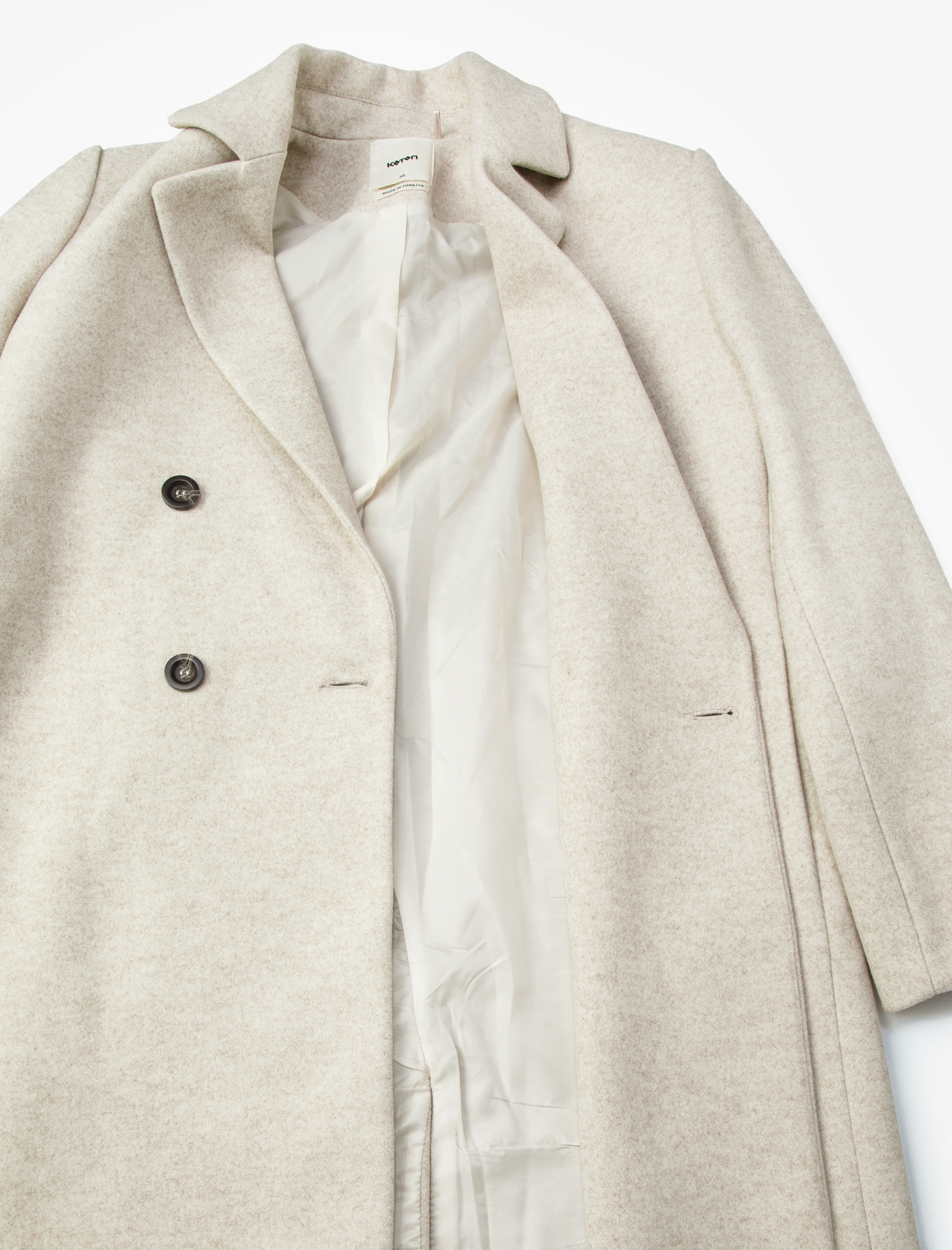   Kaşe Kaban Kruvaze Kapama Düğmeli Cepli