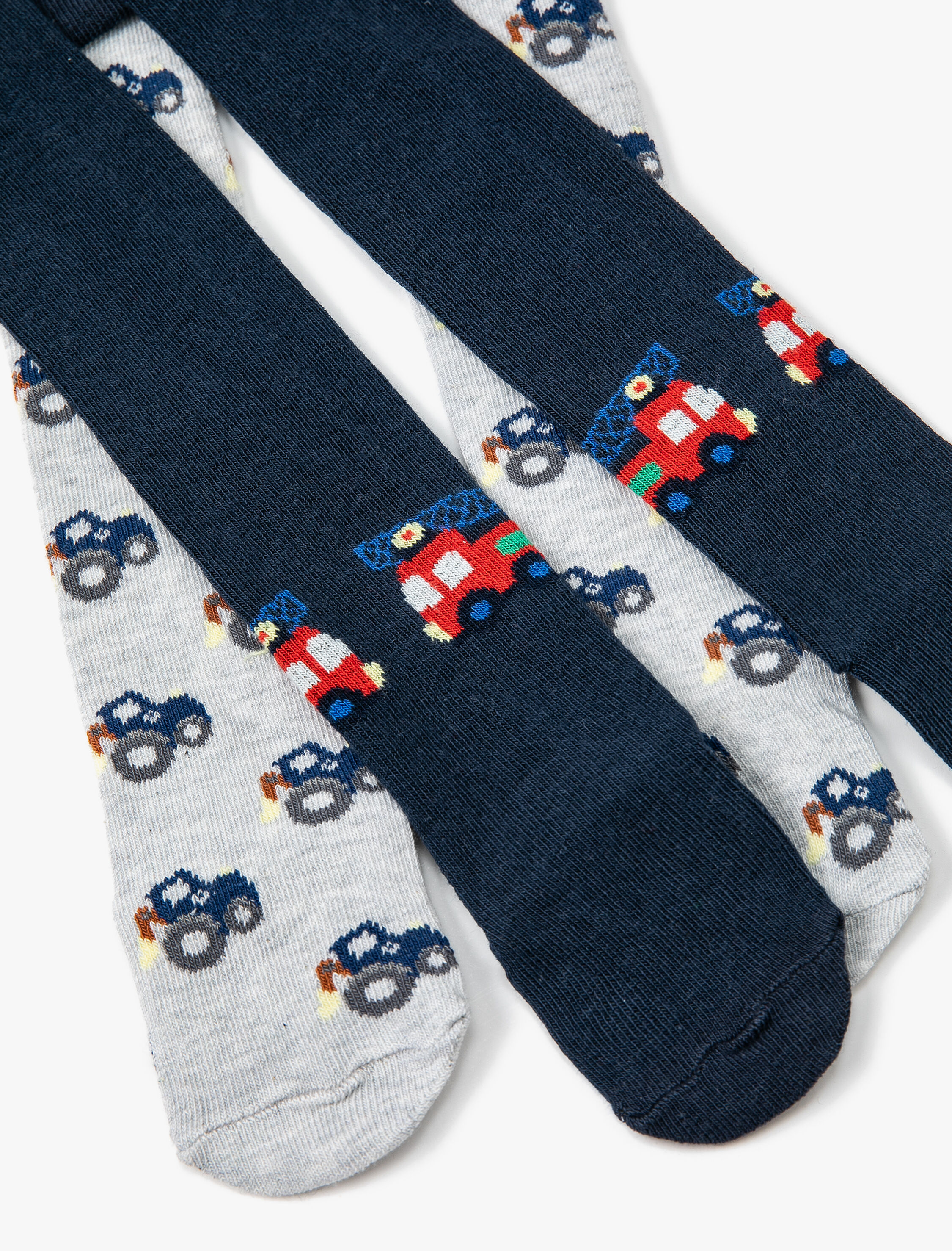  Erkek Bebek 2'li  Araba Desenli Pamuklu Külotlu Çorap