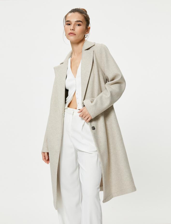  Oversize Kaşe Kaban Cep Detaylı